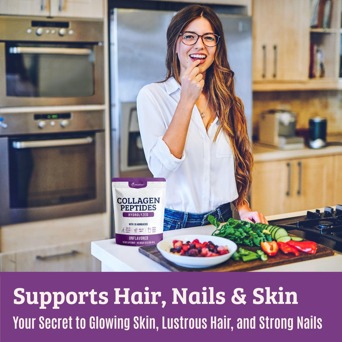 Collagen Protein Powder. Grass Fed Collagen Powder for Women & Men. Hydrolyzed 