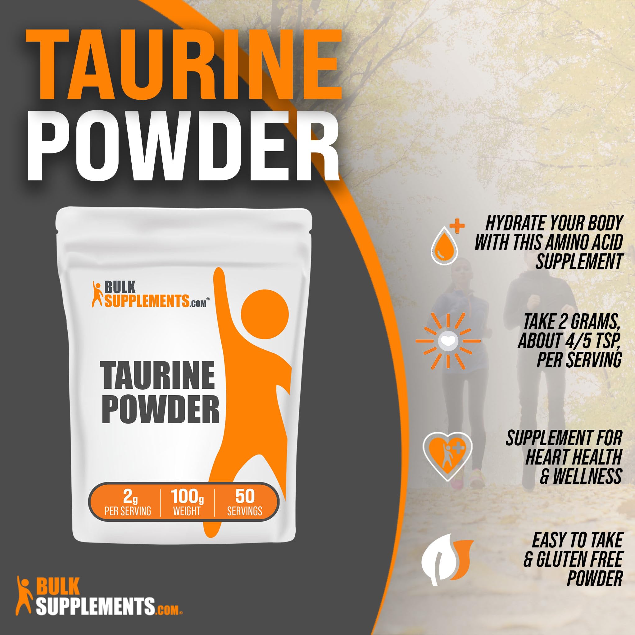 BULKSUPPLEMENTS.COM Taurine Powder - Taurine Supplement, Taurine 2000mg BULKSUPPLEMENTS.COM