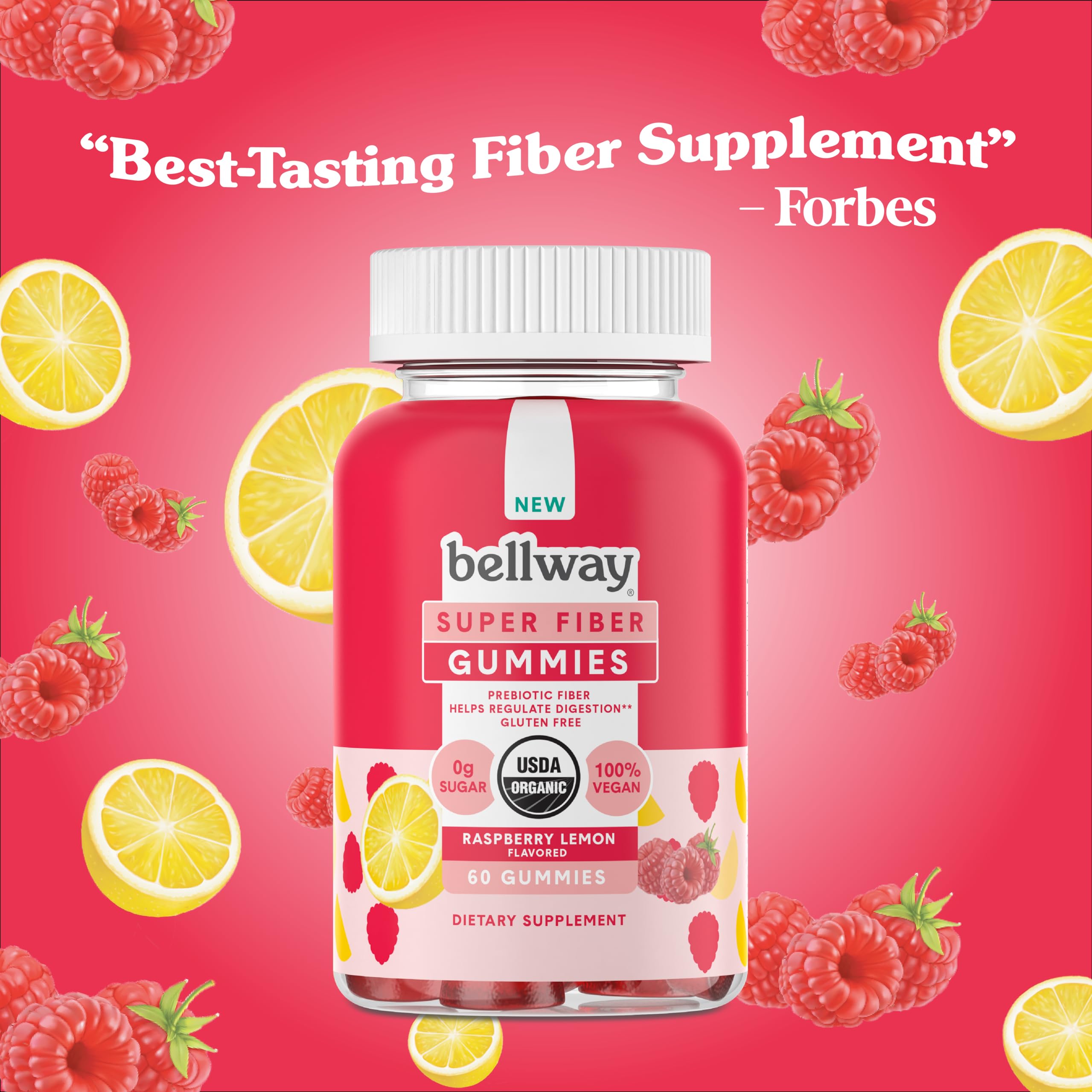Bellway Super Fiber Gummies for Adults (3 Pack) - Sugar Free Organic Fiber Supplement Bellway