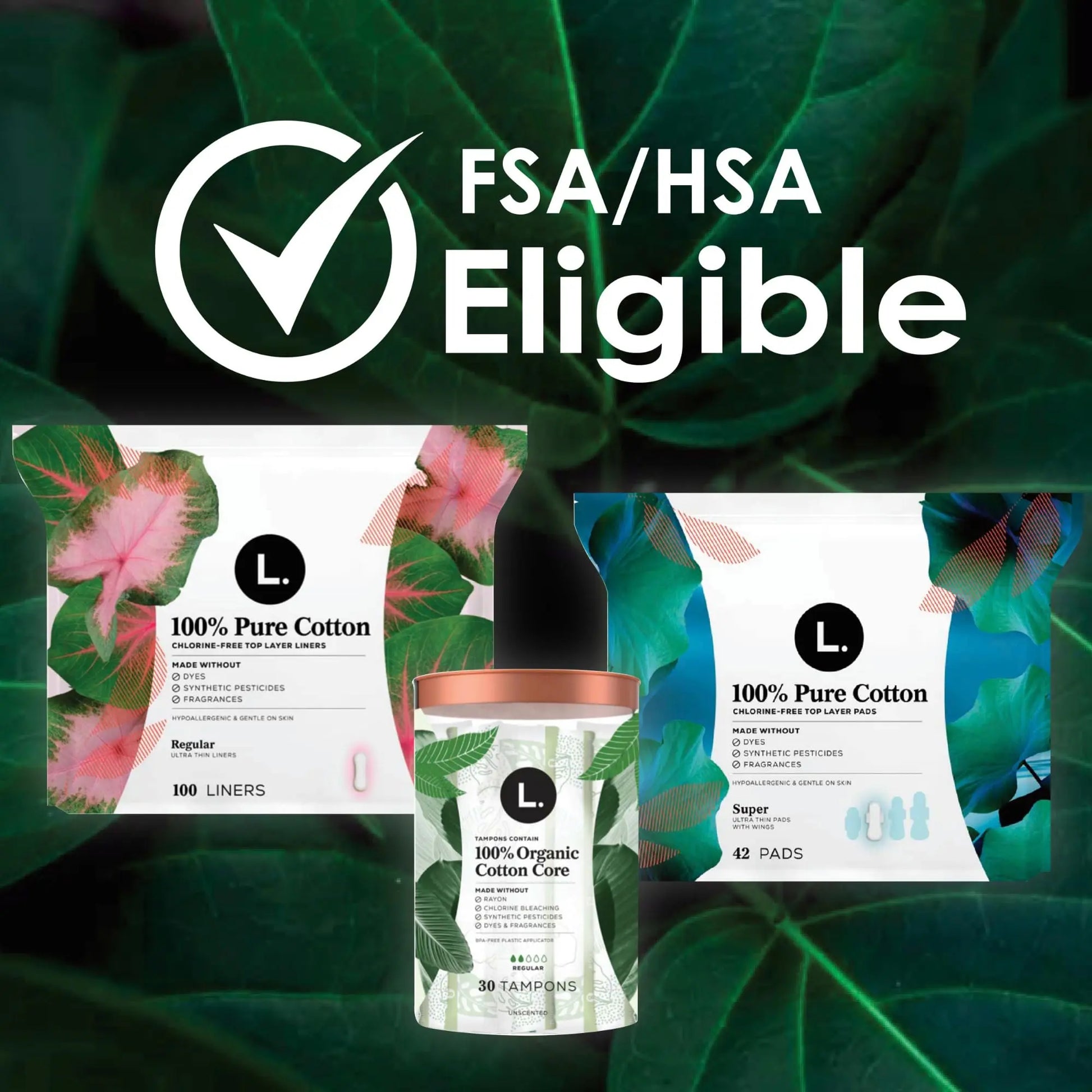 L. Organic Cotton Tampons - Regular 42 Count x 2 Packs (84 Count Total) (Packaging May Vary) L.