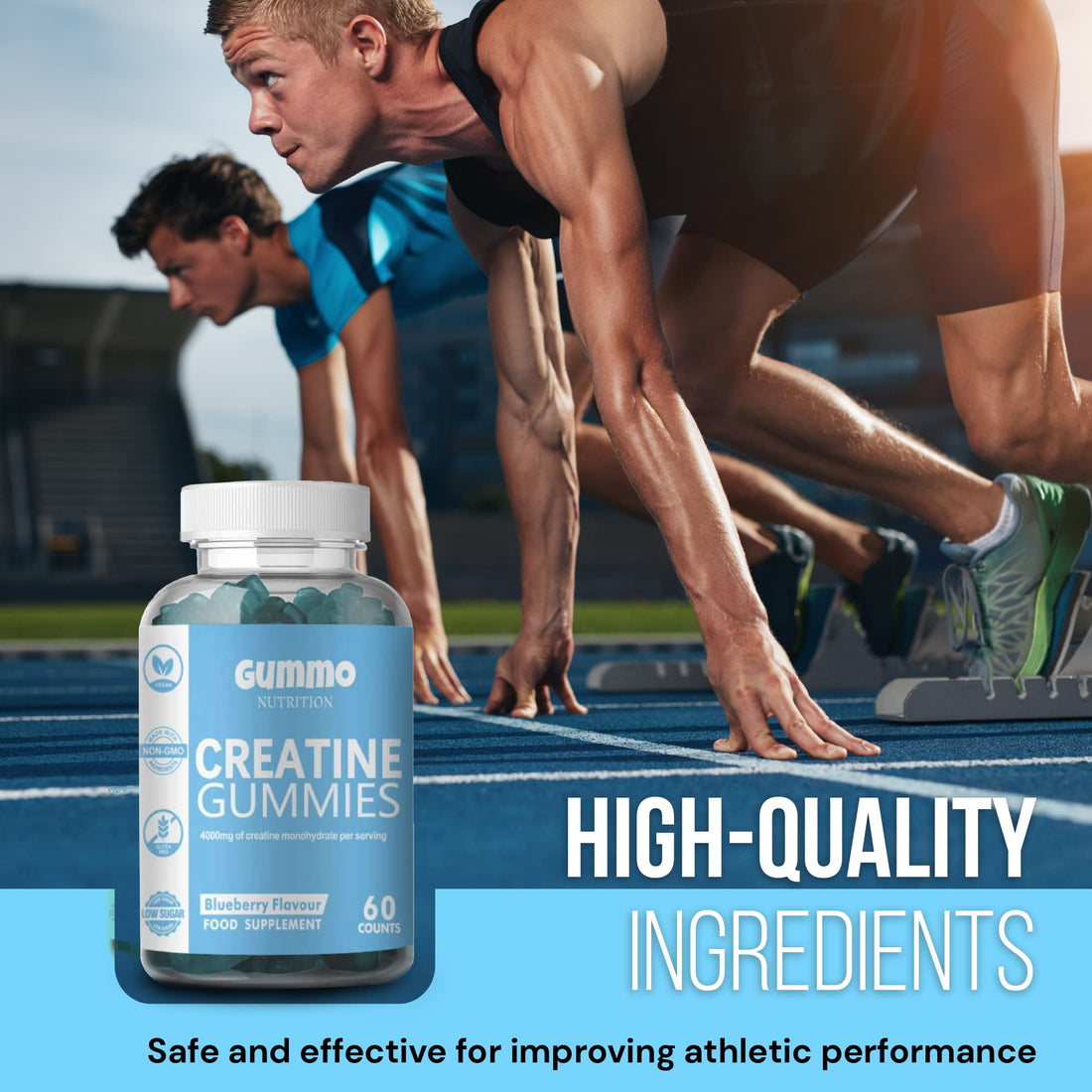 Creatine Monohydrate Gummies 4000mg for Men & Women - 60 Chewable Creatine 