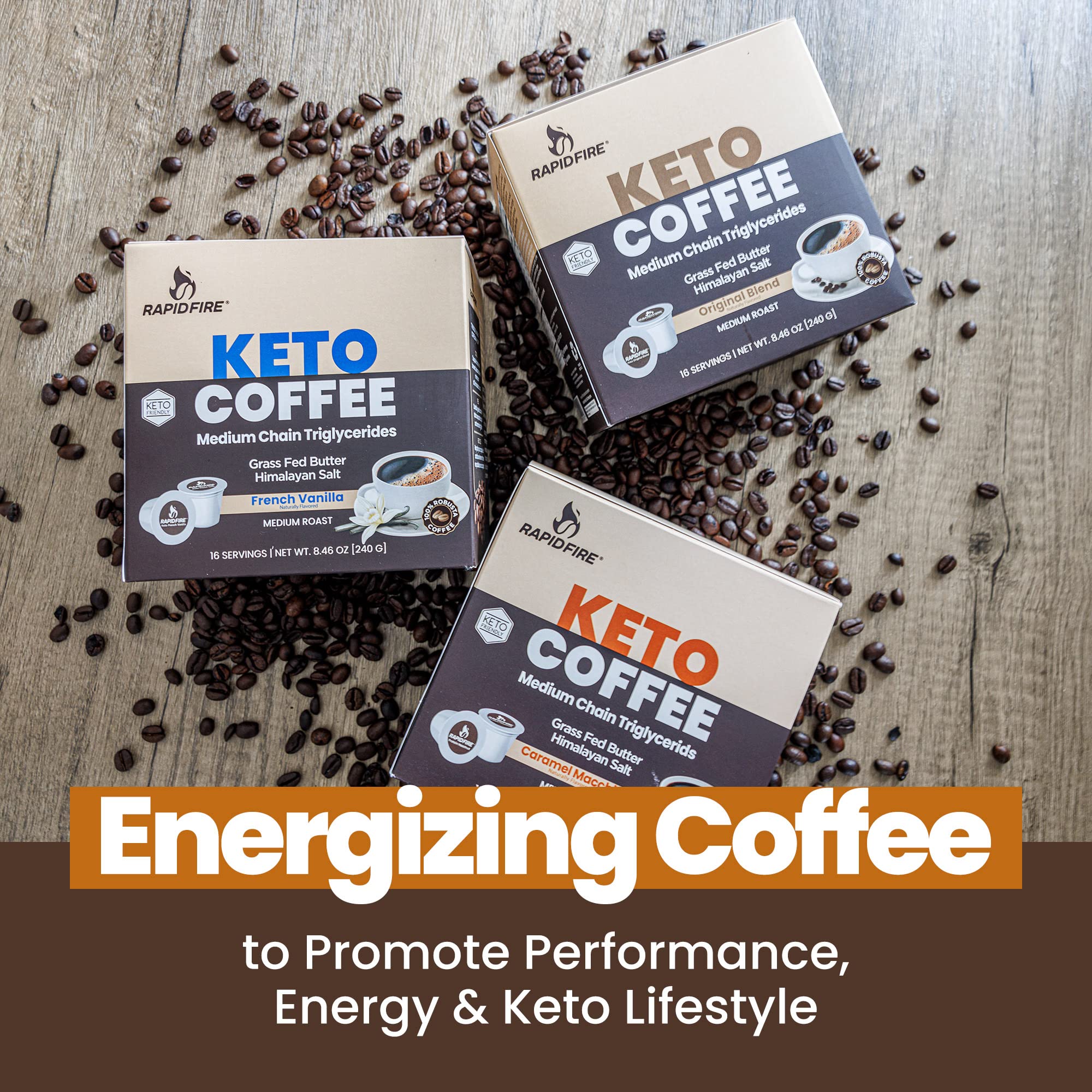 Rapidfire French Vanilla Ketogenic High Performance Keto Coffee Pods, Supports Energy Rapid Fire