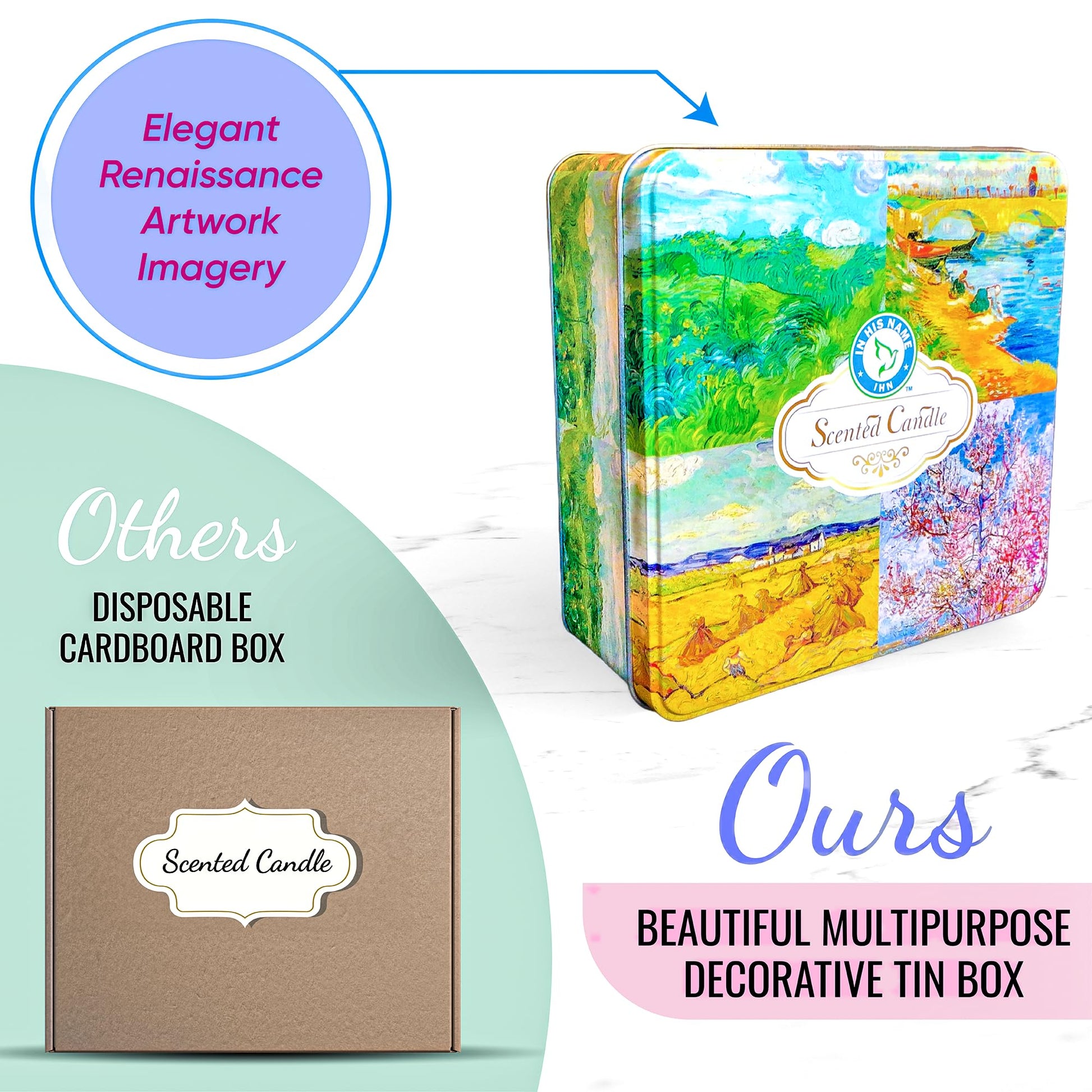 Scented Candles Gift for Women, 4 Pack, Reusable Tin Box, Luxury Candles for Home In His Name