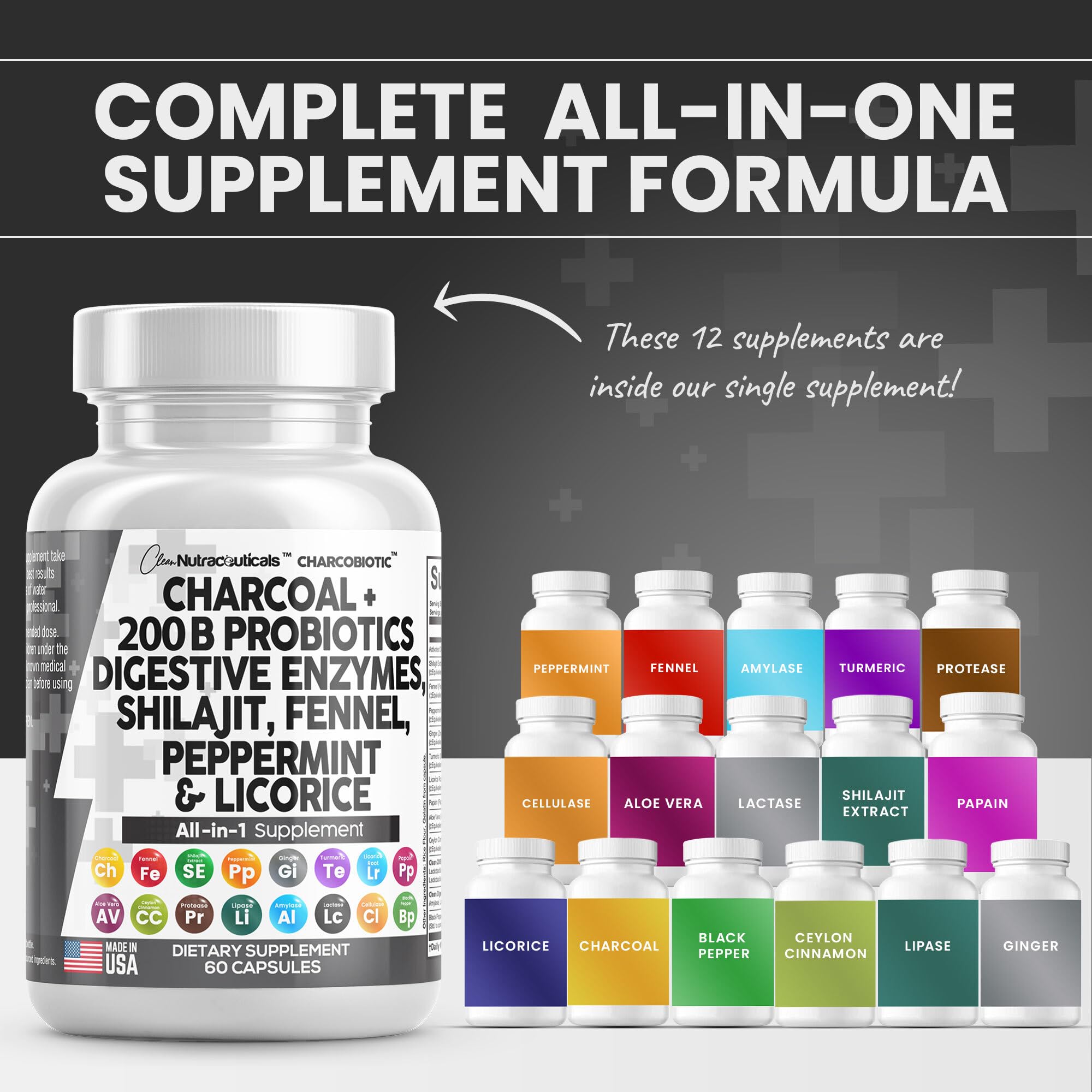 Clean Nutra Activated Charcoal Capsules 1000mg Shilajit 5000mg Pills