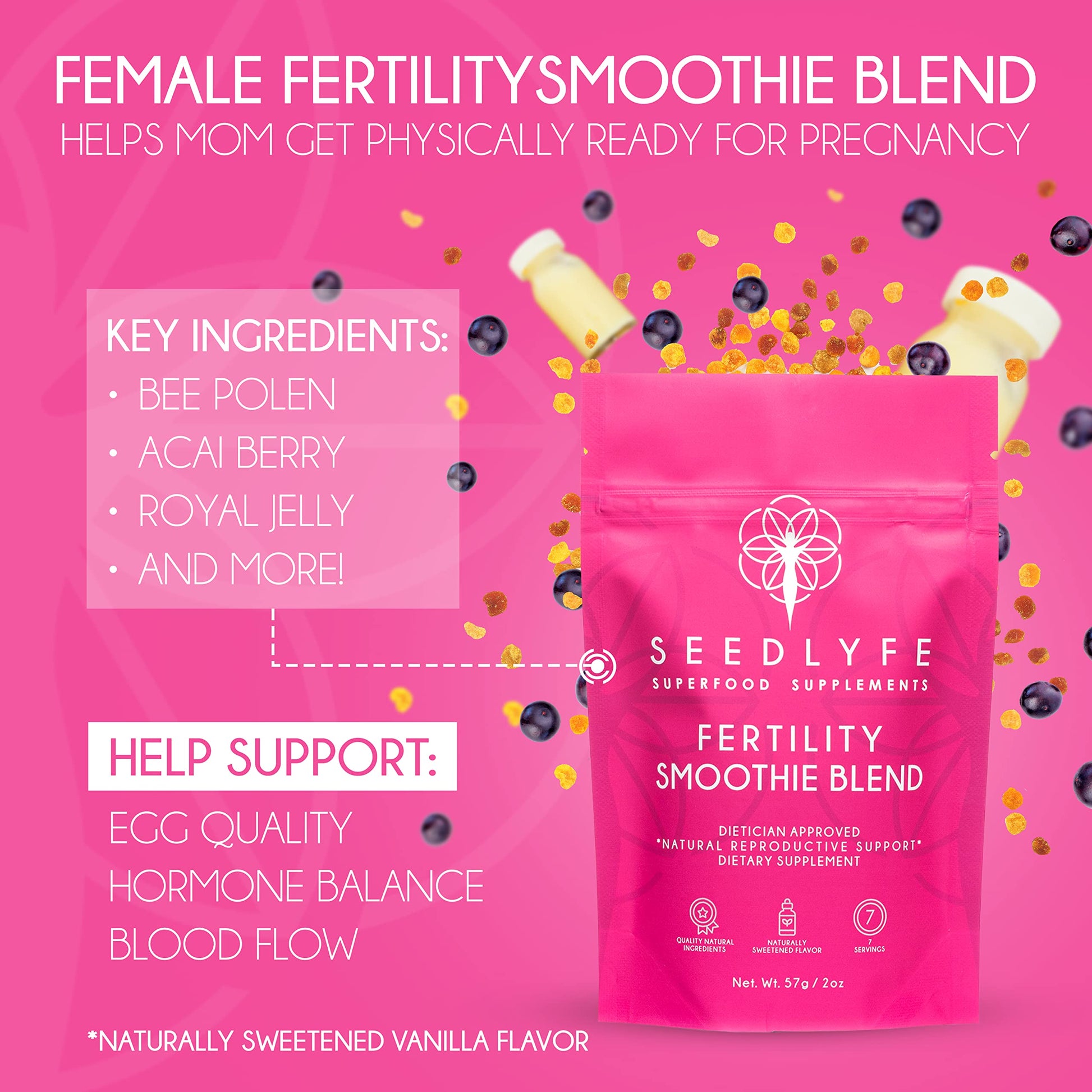 Female Fertility Bundle with Prenatal Vitamin Powder – Natural Prenatal Vitamins and Smoothie Mix seedlyfe