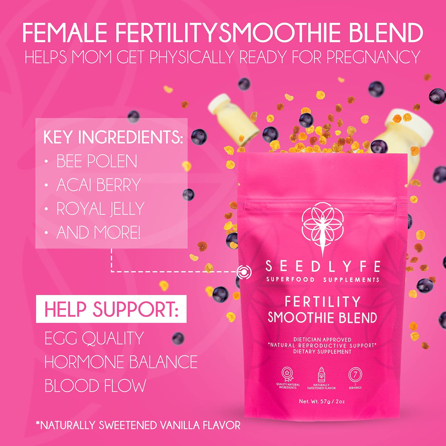 Female Fertility Bundle with Prenatal Vitamin Powder – Natural Prenatal Vitamins and Smoothie Mix