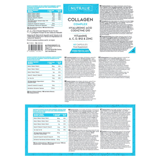 Collagen + Hyaluronic Acid + Q10 Hydrolysed Collagen Women Men + Vitamins A C D B12 Zinc