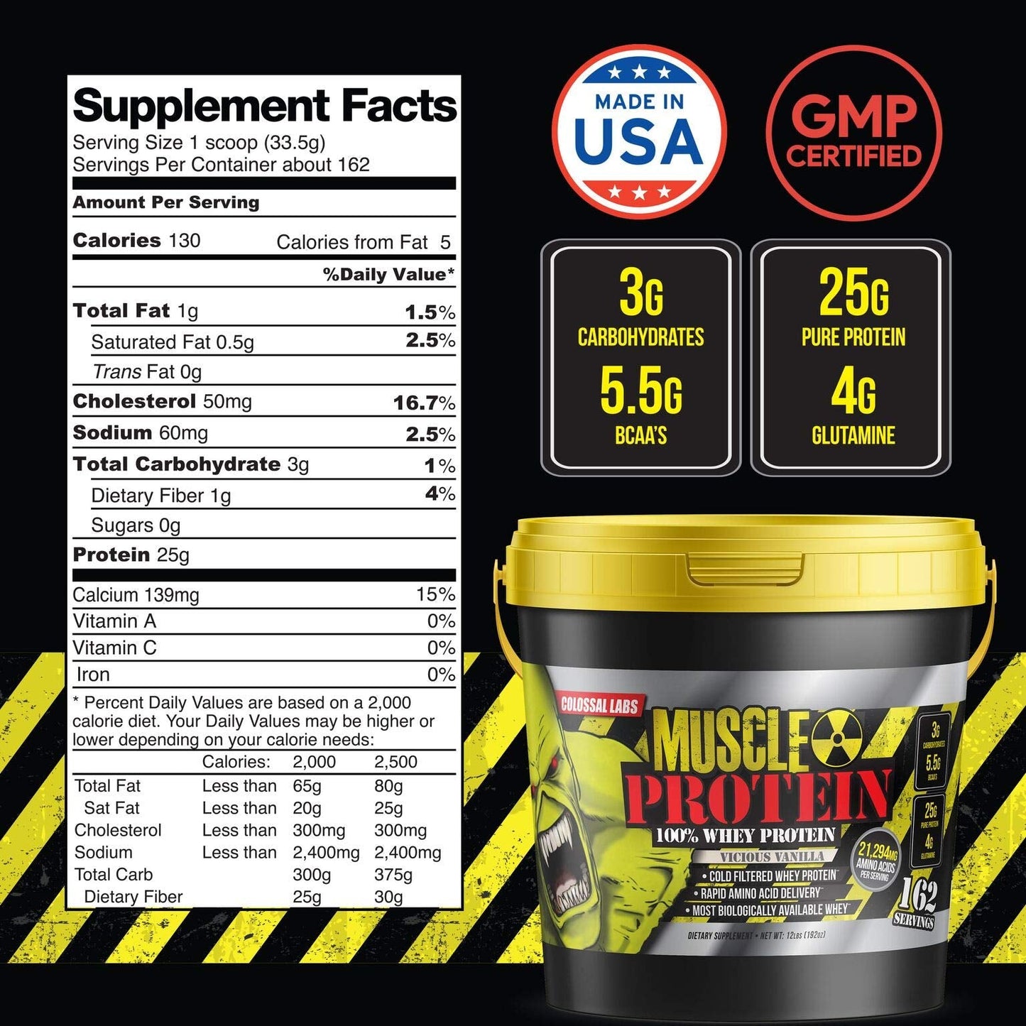 COLOSSAL LABS Muscle Protein Whey Powder [12 lbs/Pack of 1]–Chocolate Protein