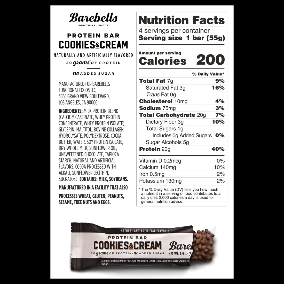 BAREBELLS Protein Bars Variety Value Pack - 16 Count, 1.9oz Bars - Protein Snacks 