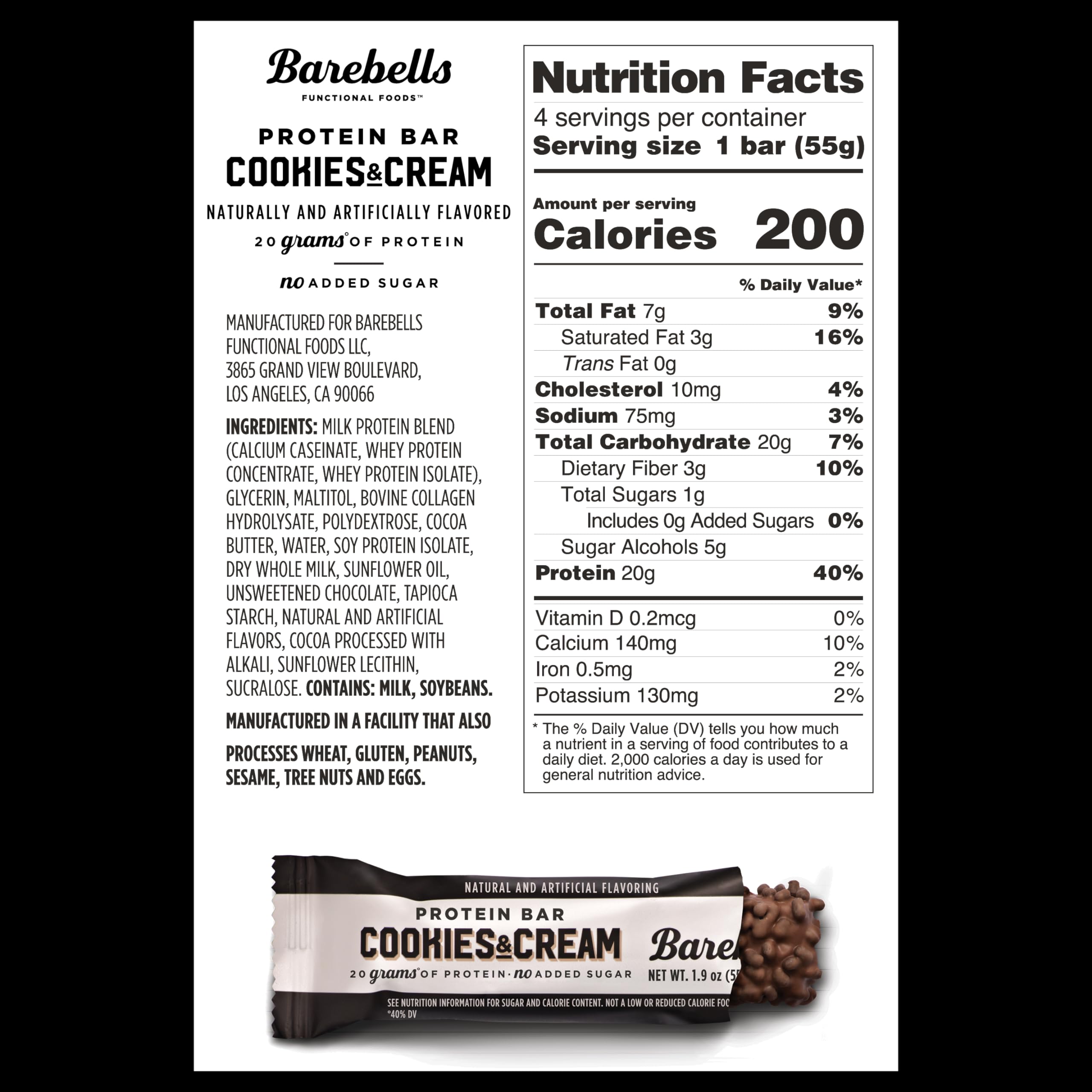 BAREBELLS Protein Bars Variety Value Pack - 16 Count, 1.9oz Bars - Protein Snacks BAREBELLS