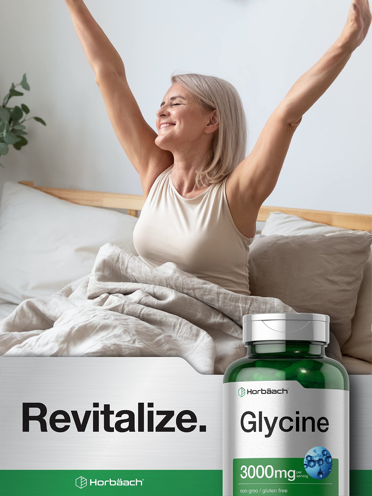 Glycine 3000 mg 100 Capsules | Non-GMO, Gluten Free Glycine Supplement | by Horbaach