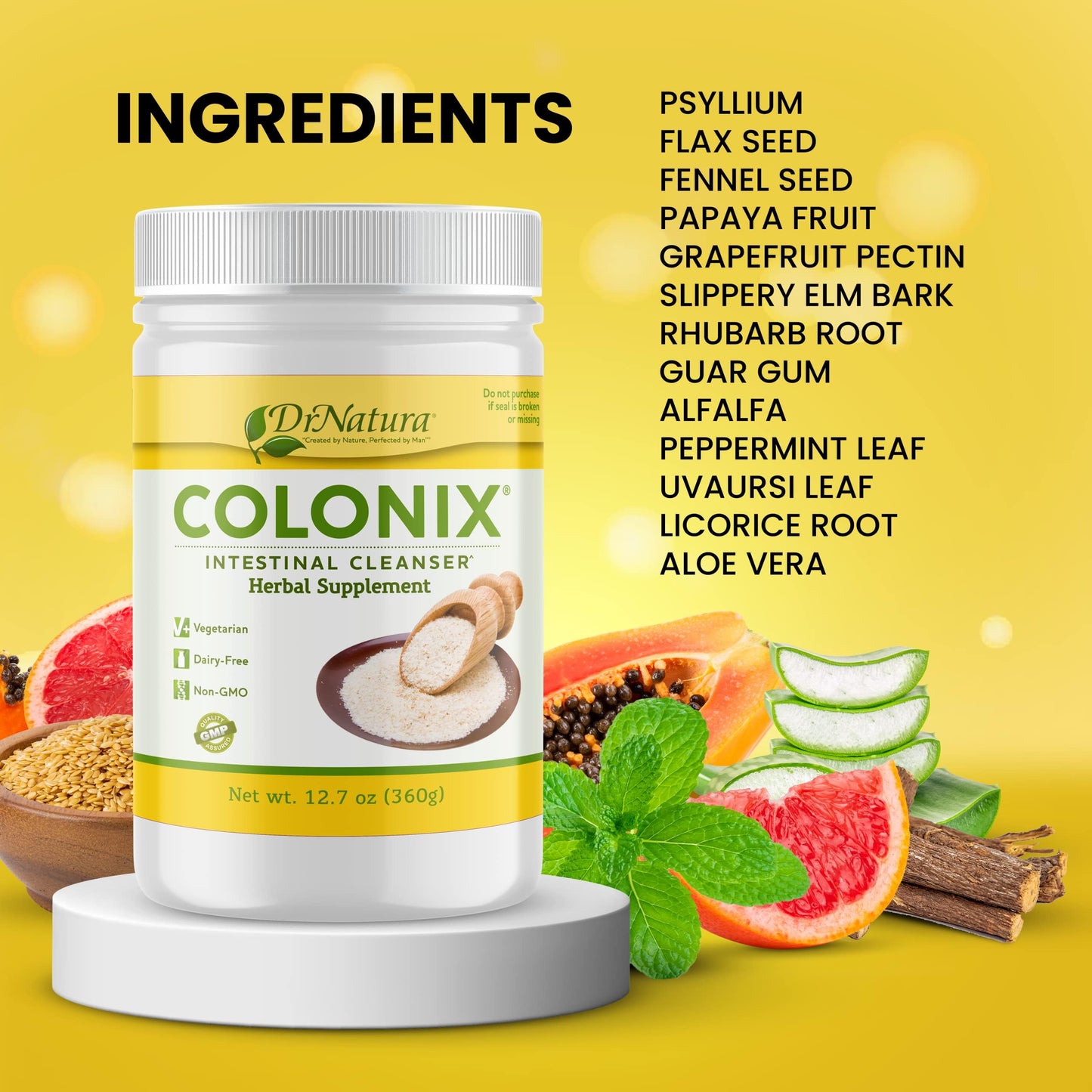 Dr Natura Colonix Intestinal Cleanser, All-Natural Daily Fiber, Colon Detox and Cleanse