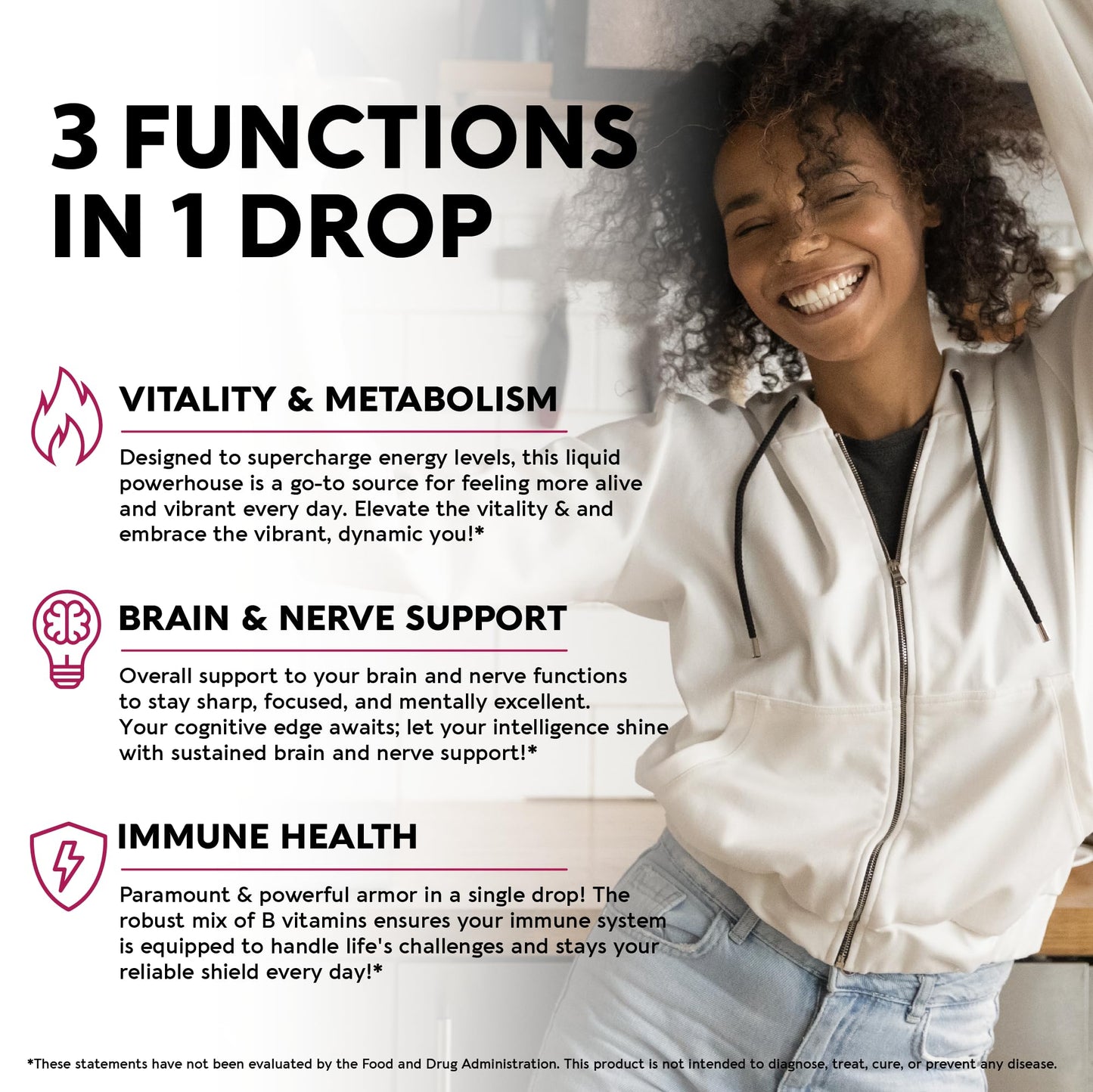 USDA Organic Vitamin B Complex Liquid Drops - 8-in-1 B Complex Vitamins: B1, B2, B3, B5