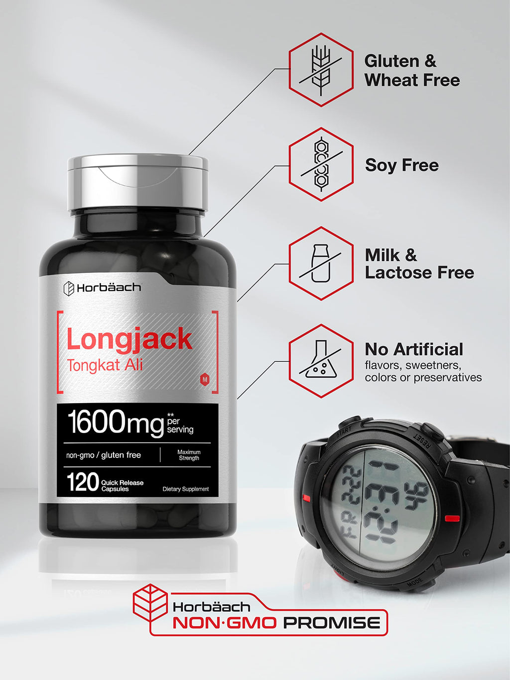 Longjack Tongkat Ali 1600 mg | 120 Capsules | Longifolia Root Extract Powder | Maximum