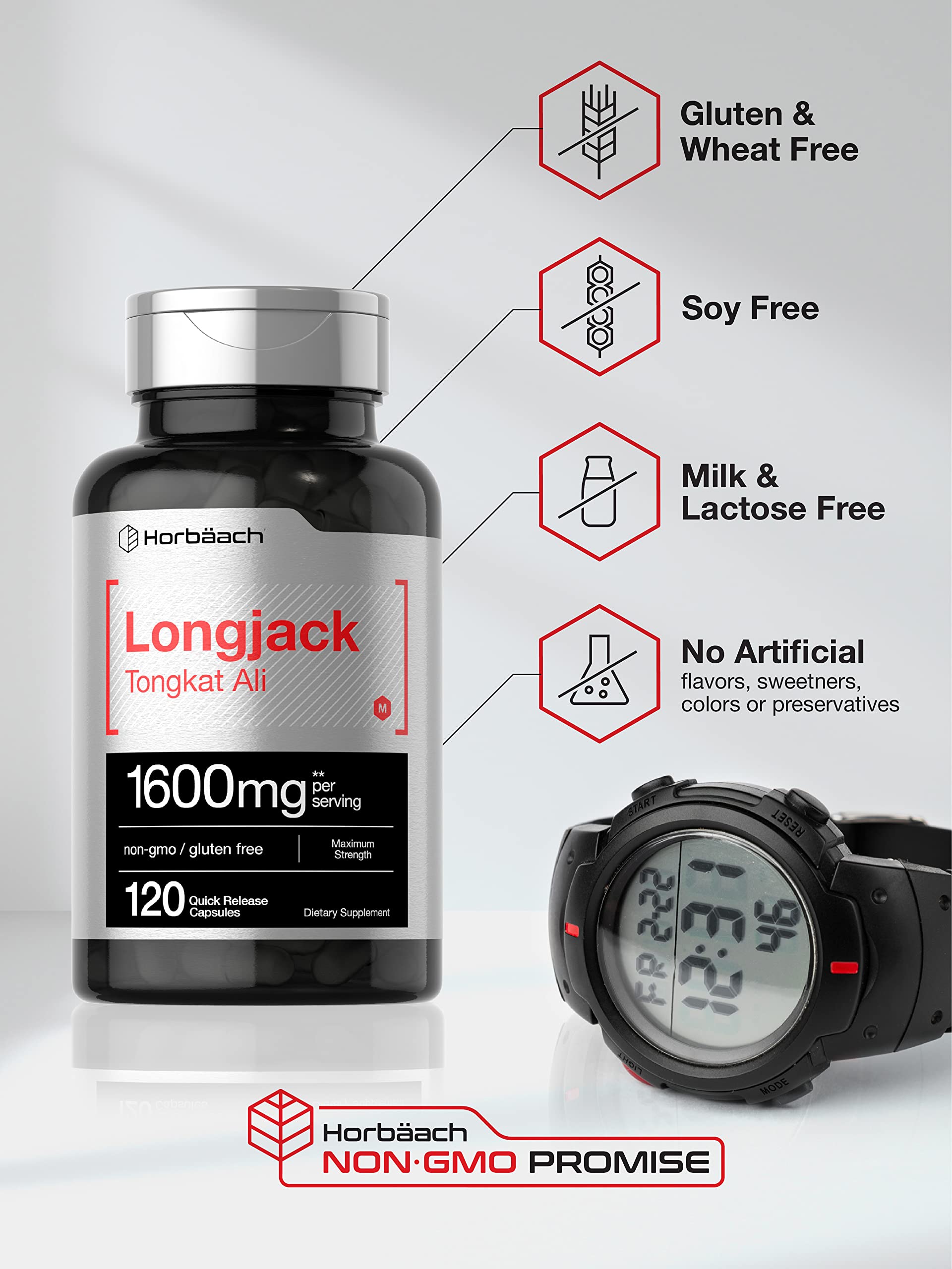 Longjack Tongkat Ali 1600 mg | 120 Capsules | Longifolia Root Extract Powder | Maximum