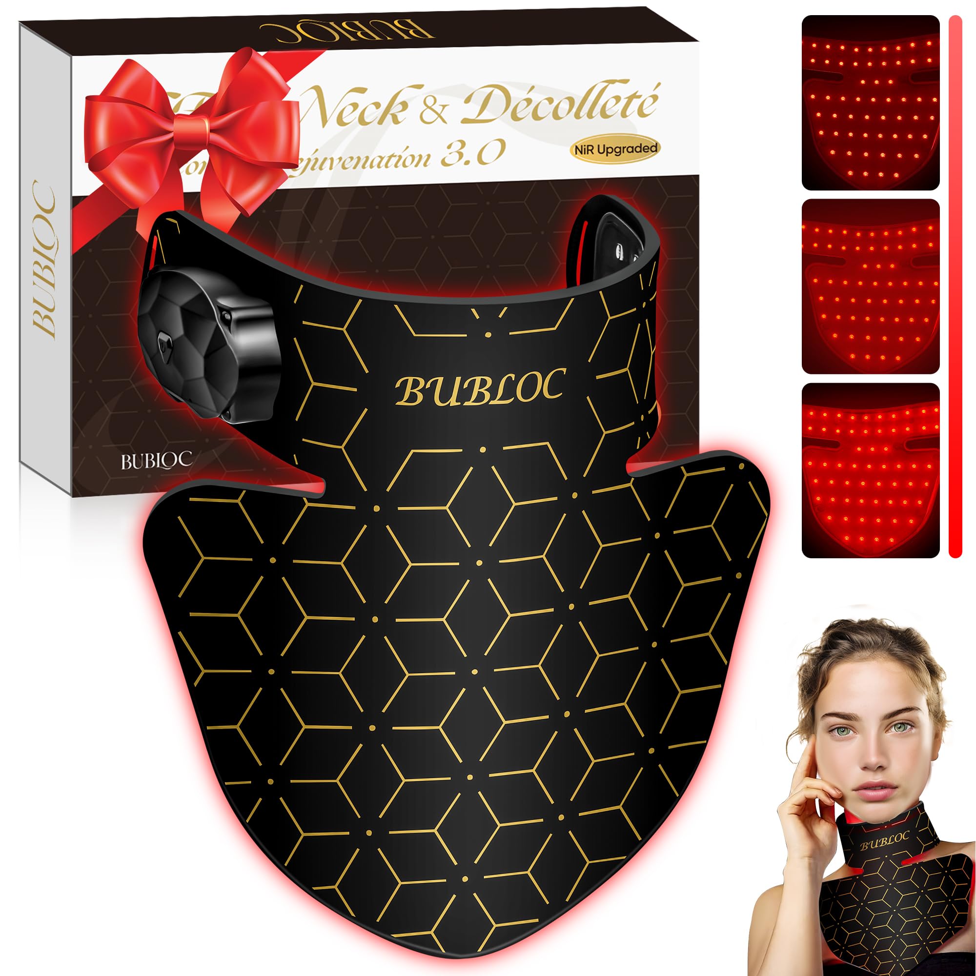 Upgraded Red Light Therapy Mask for Neck & Décolleté, 850 nm Wireless Infrared Light Therapy Suitable