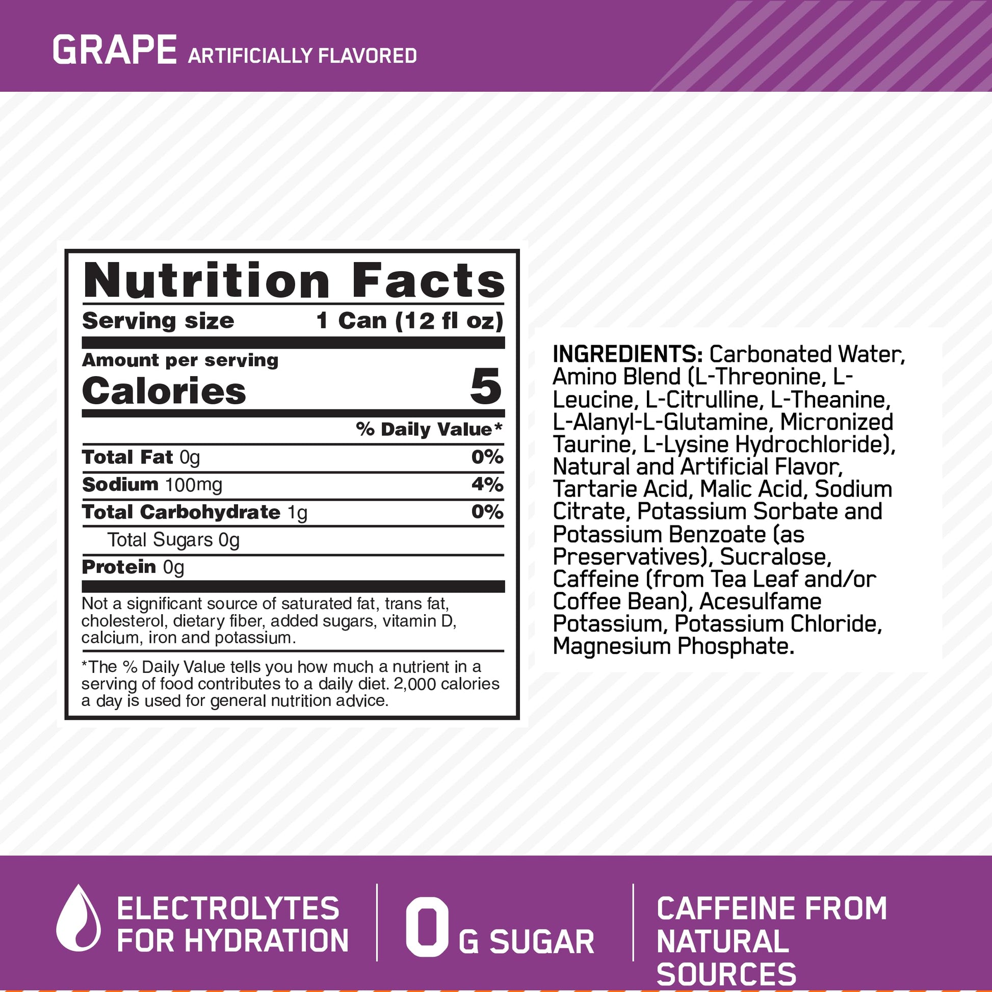 Optimum Nutrition Amino Energy Sparkling Hydration Drink, Electrolytes, Caffeine Optimum Nutrition