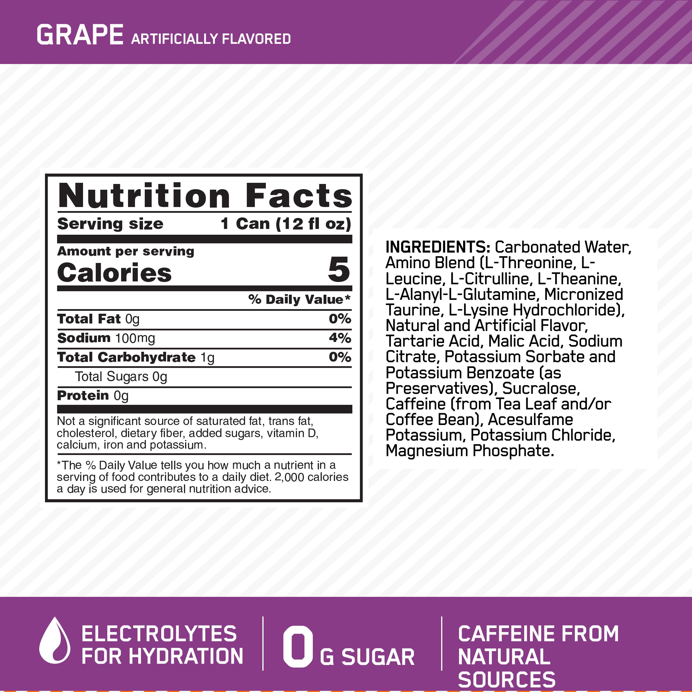 Optimum Nutrition Amino Energy Sparkling Hydration Drink, Electrolytes, Caffeine Optimum Nutrition