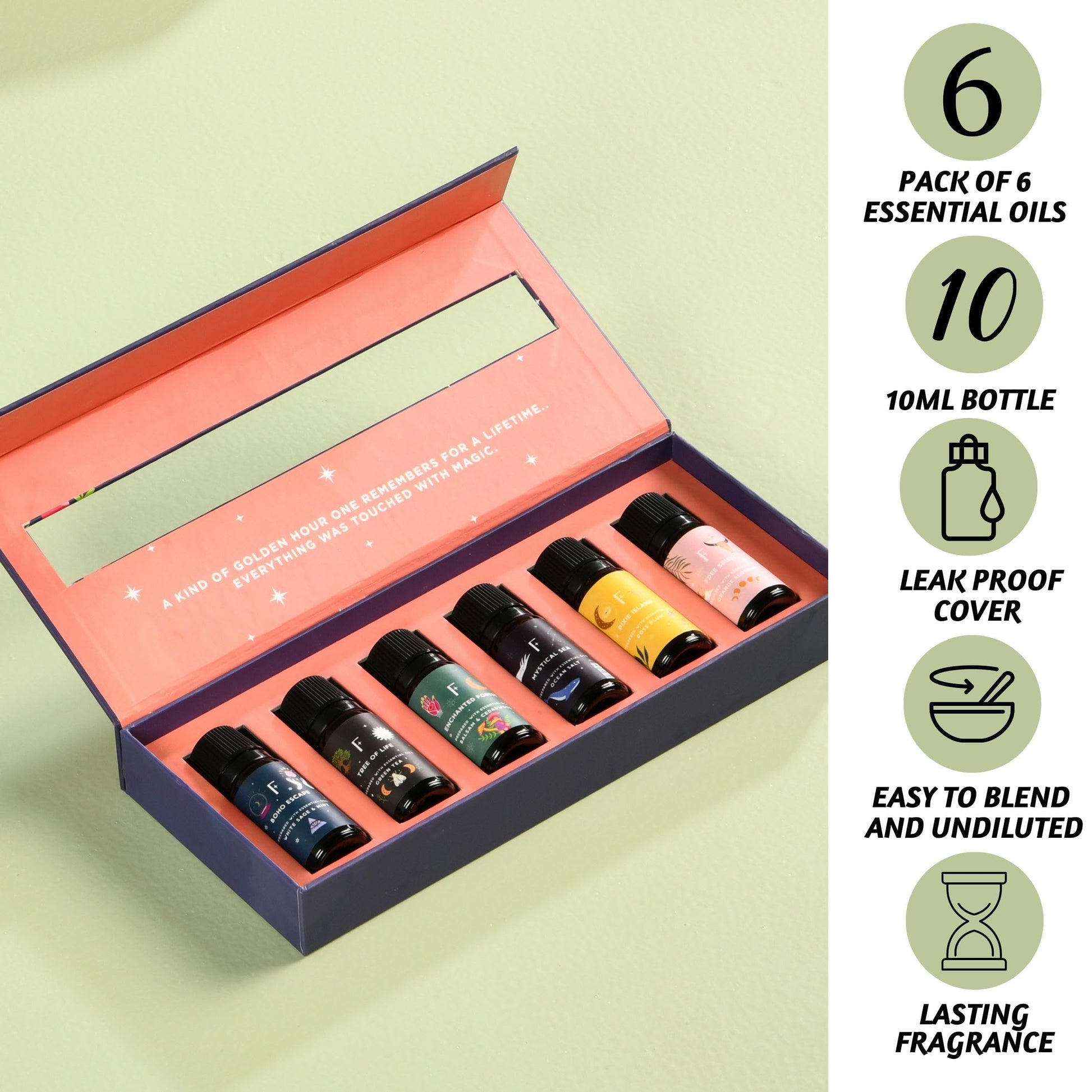 Folkulture Essential Oil Set for Diffuser, Set of 6, Aromatherapy Diffuser Oil Scents for Home Folkulture