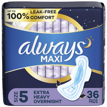 Always Maxi Feminine Pads for Women, Size 5 Extra Heavy Overnight Always