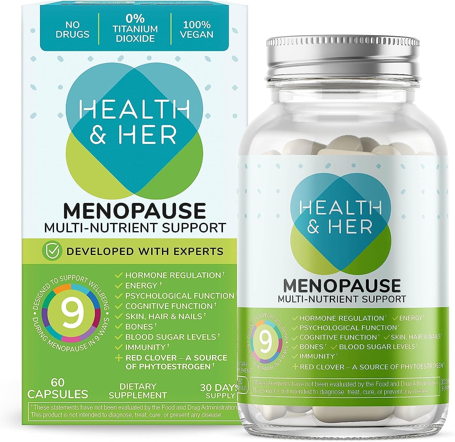 Health & Her Menopause Supplements For Women, Multi-Nutrient, Menopause Support