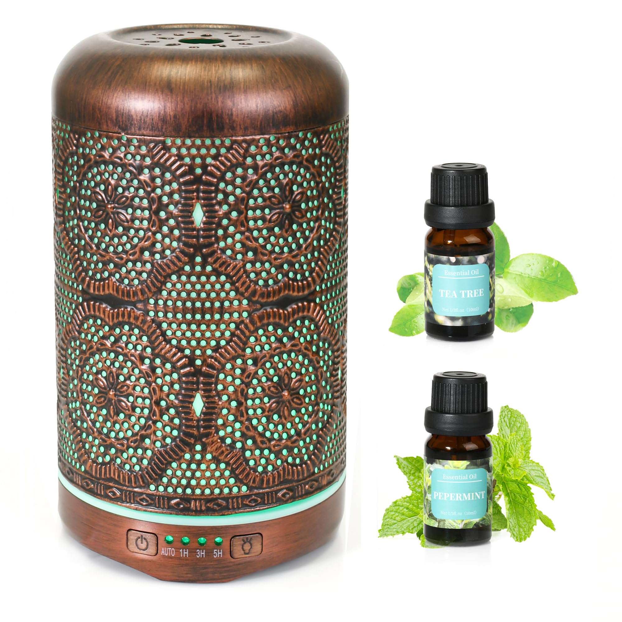 Essential Oil Diffuser, Upgraded Metal Diffusers with Lavender Lemon Essential Oils, 250ml