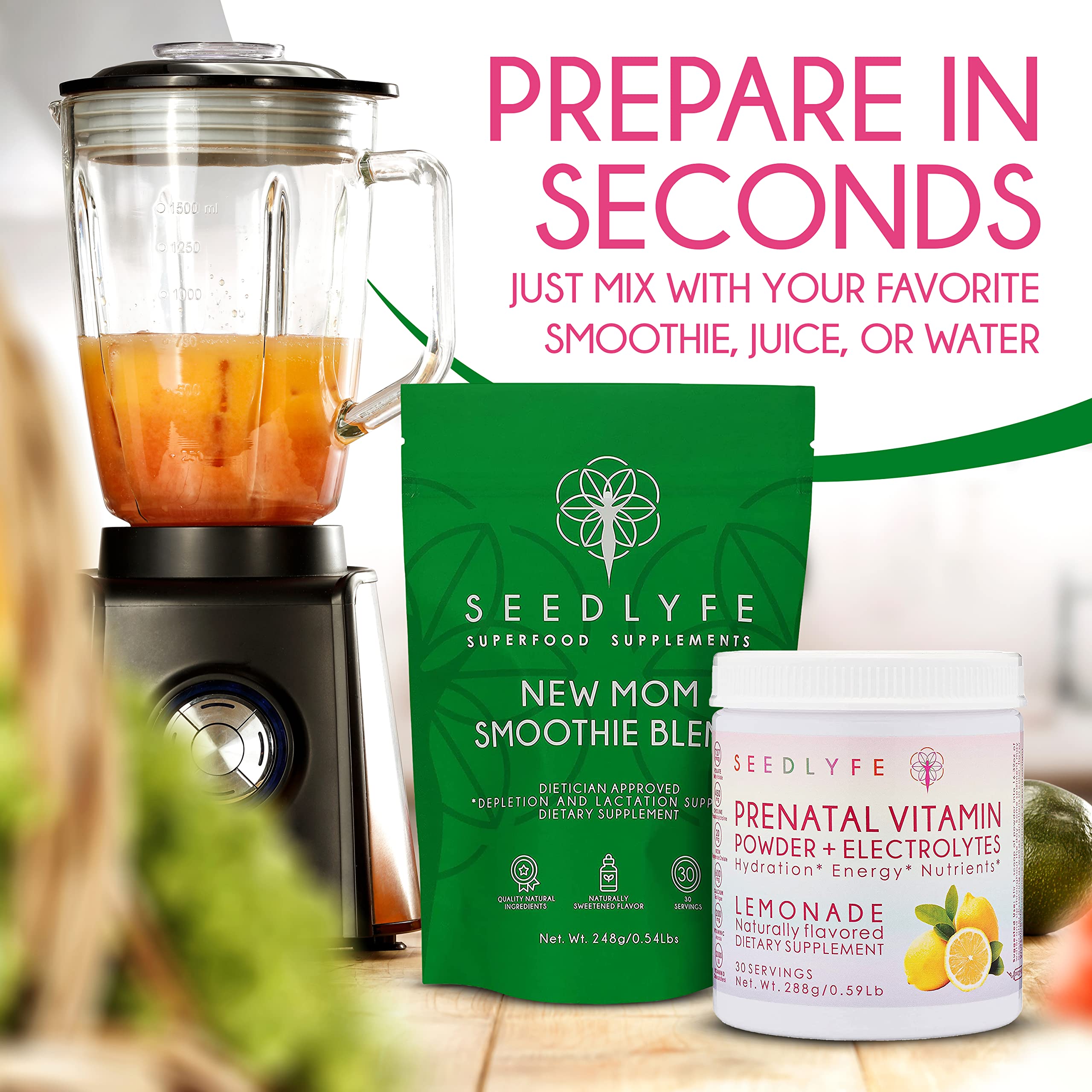 seedlyfe New Mother Postnatal Supplement Care Bundle - Lactation Superfood Smoothie seedlyfe