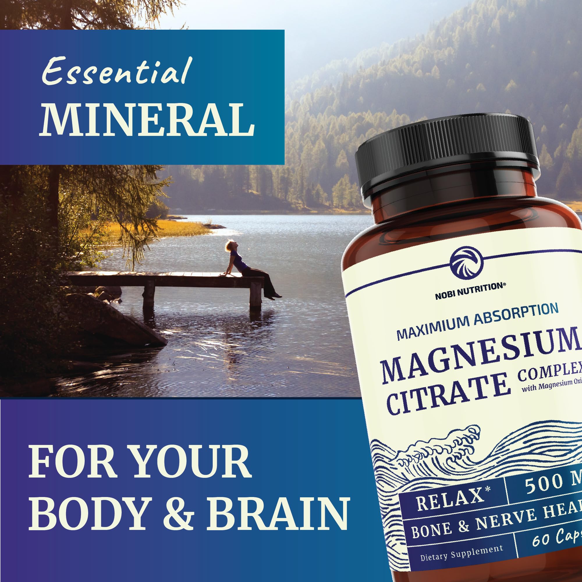 Magnesium Citrate Complex 500 MG for Calm, Relaxation, Constipation & Digestion