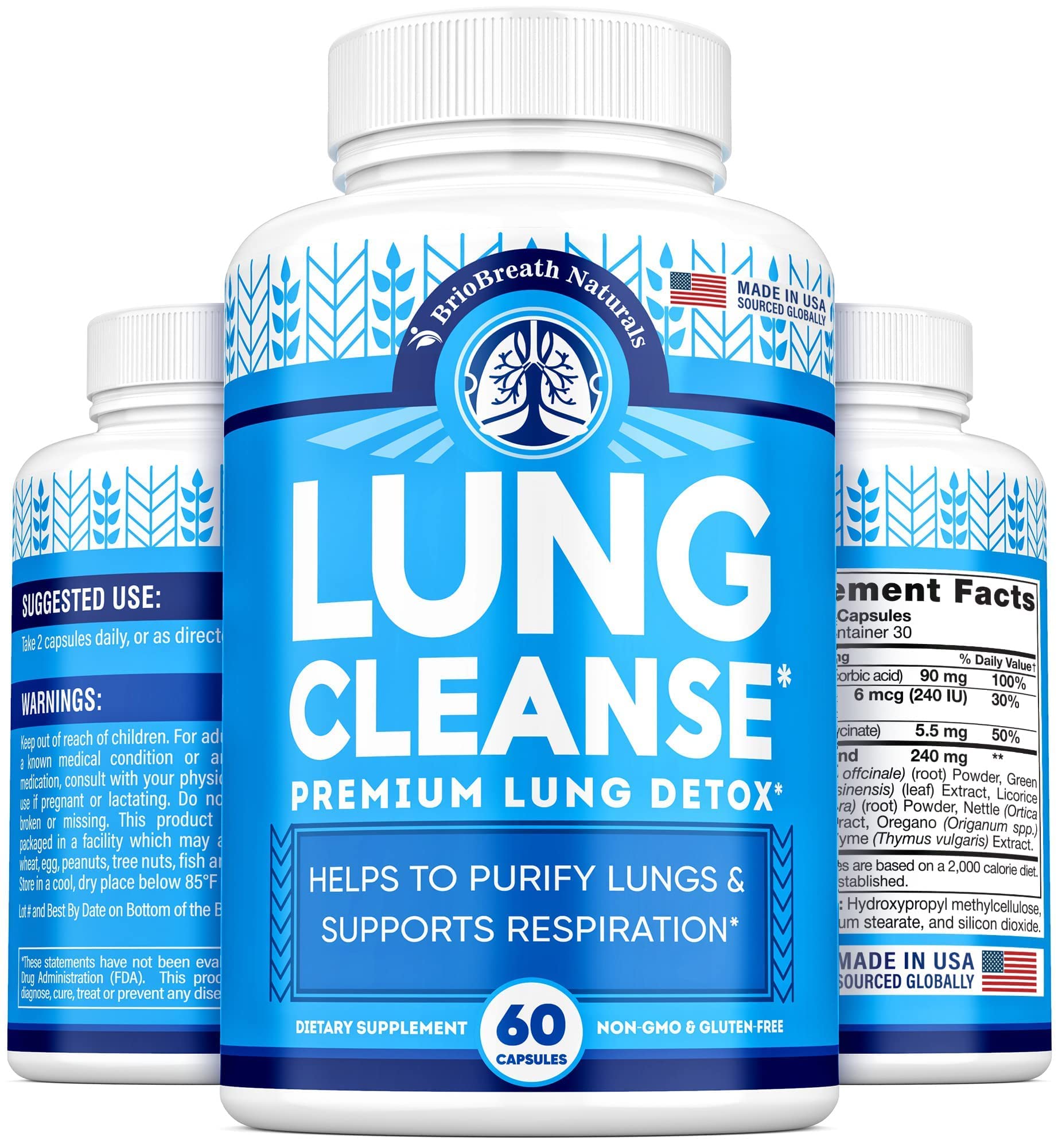 Lung Support Supplement - Natural Capsules for Lung Cleanse and Detox BRIOBREATH NATURALS