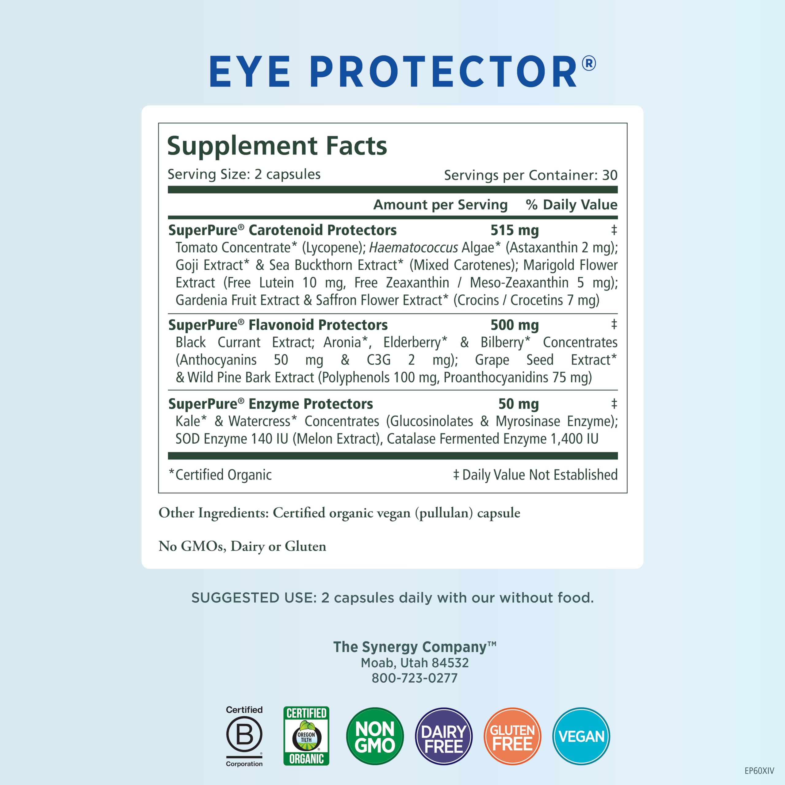 PURE SYNERGY Eye Protector | 100% Natural, Vegan Eye Health Supple PURE SYNERGY