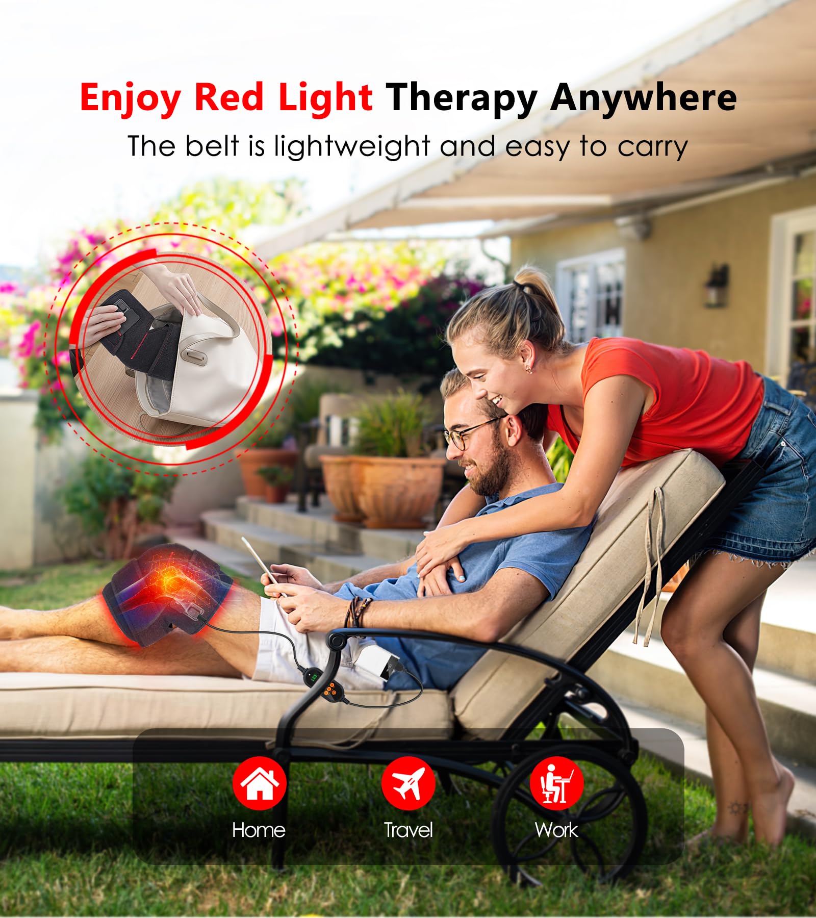 Red Light Therapy for Knee, Infrared Red Light Therapy Device Wrap Belt with 660nm Red Light RUISQM