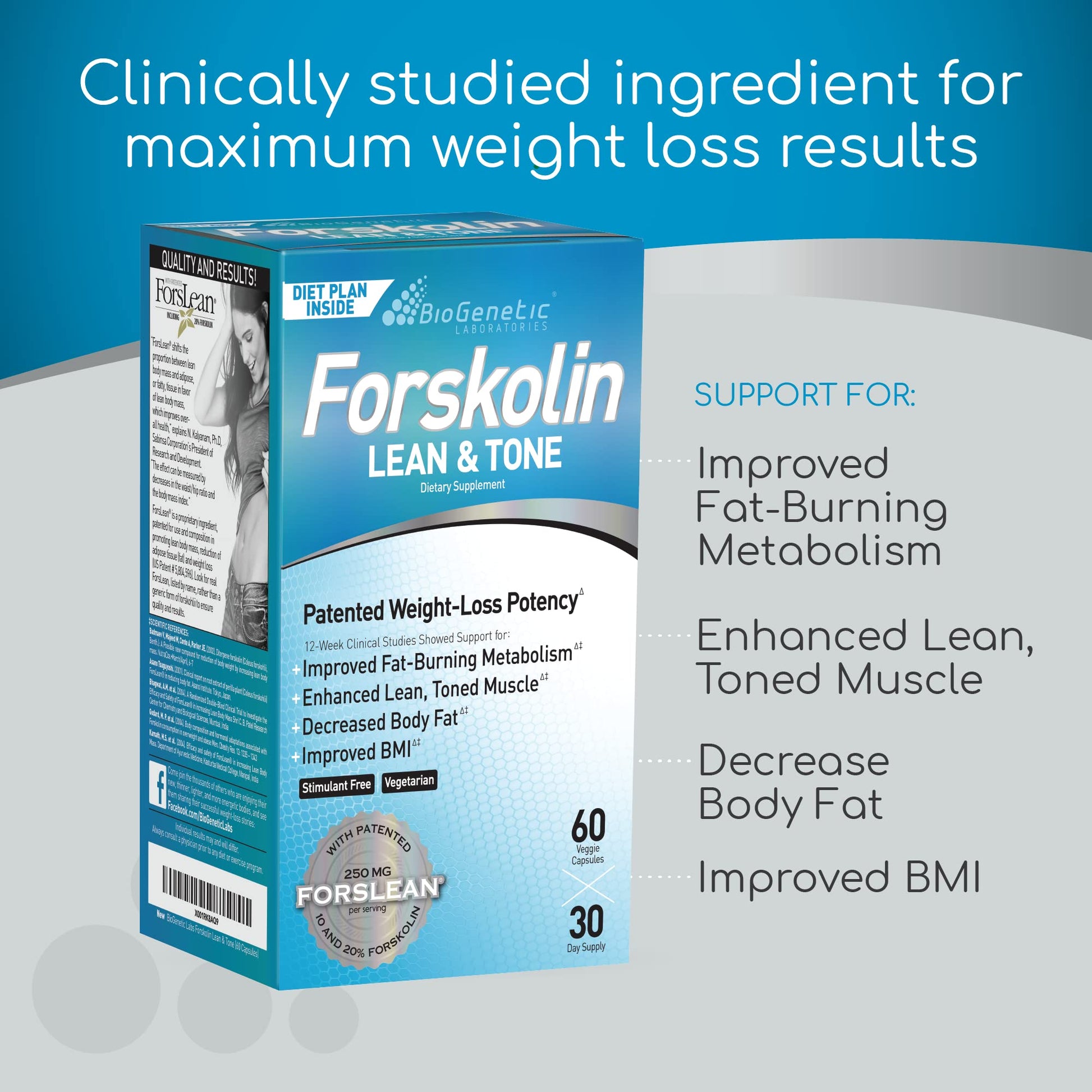 BioGenetic Labs Forskolin Lean & Tone - Weight Loss Pills - Body Toning Formula Fat Burner BioGenetic Laboratories