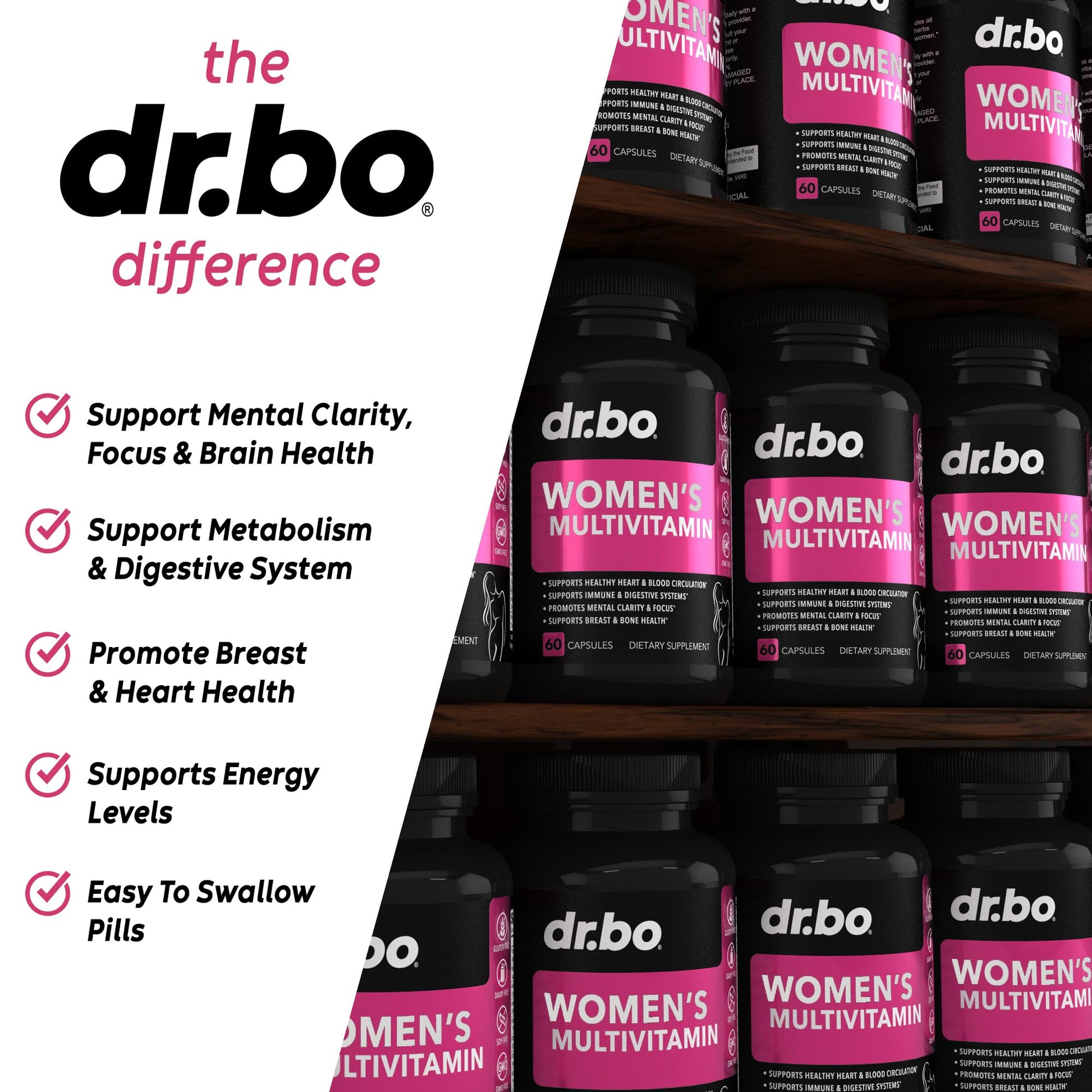 Womens Multivitamin - Natural Daily Multi Vitamins for Women - Womans Energy Vitamin DR. BO