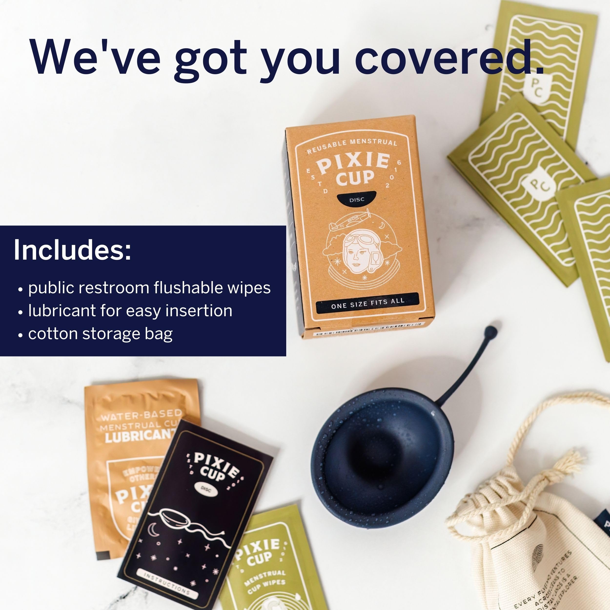 Pixie Soft Menstrual Disc - Ranked 1 for Most Soft Reusable Period Disc - Removable Stem Pixie Cup