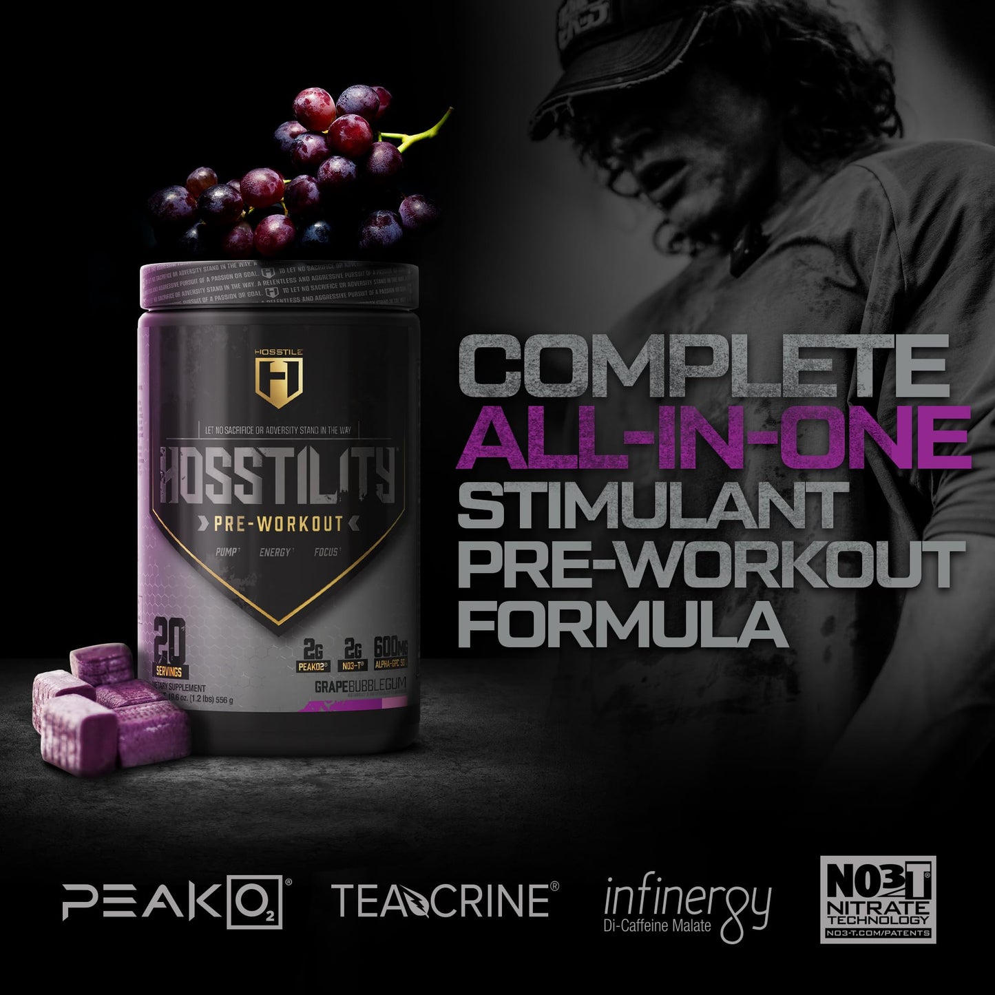 HOSSTILE Hosstility Pre Workout, All-in-One Pre Workout Powder for Men and Women