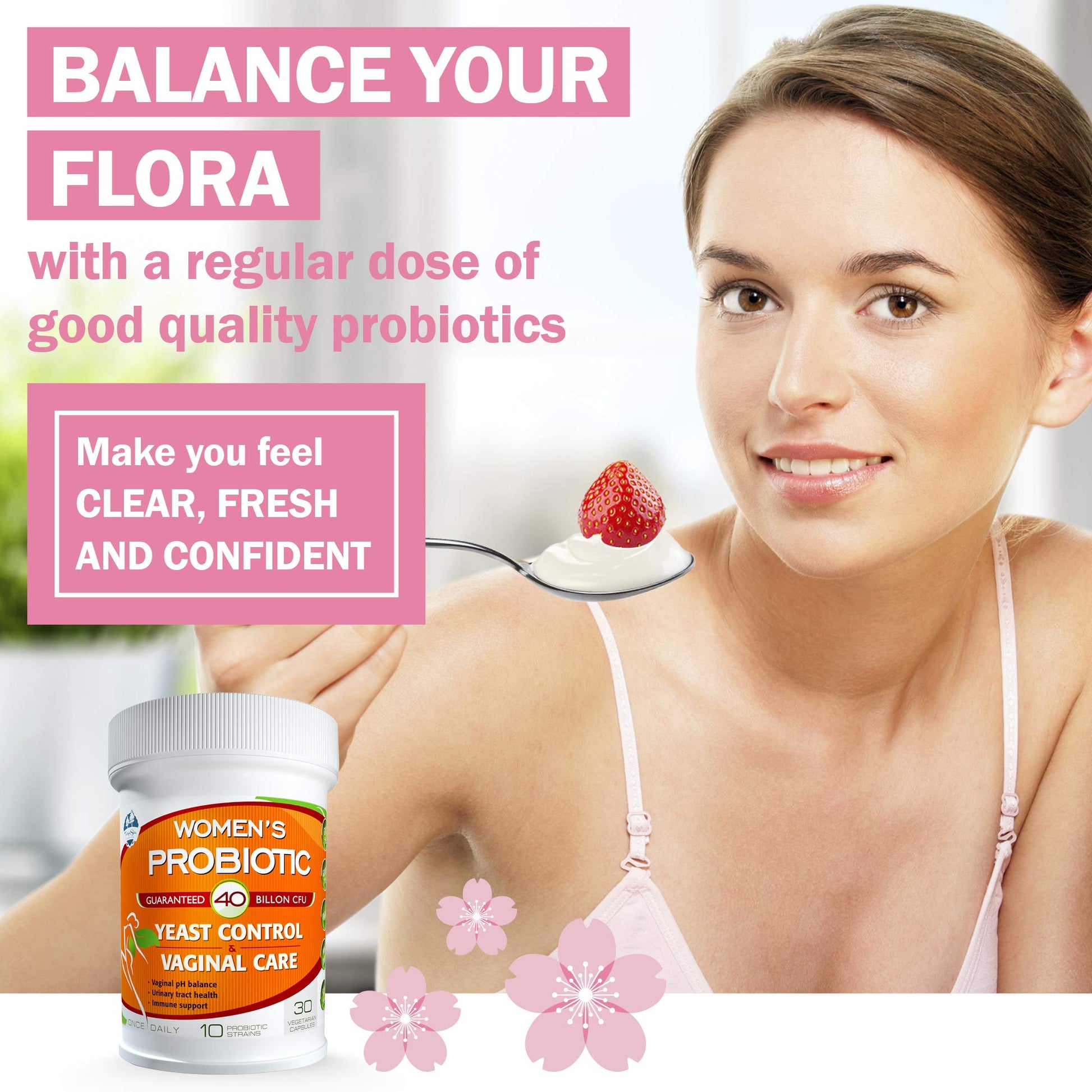 TAIGASEA Probiotics for Women, 40 Billion CFU, 10 Strains for Yeast Control, Vaginal and Urinary Tract Health TAIGASEA