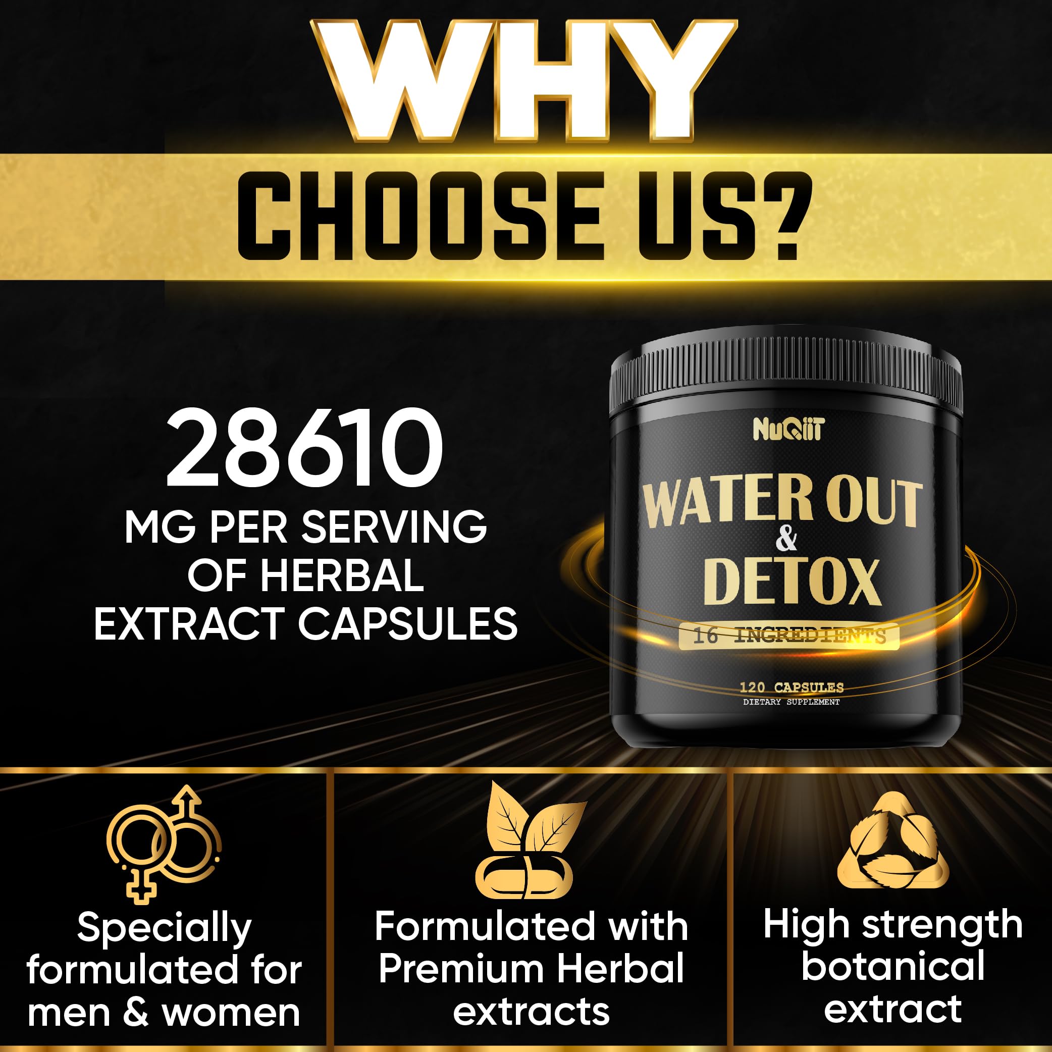 Nuqiit Water Out Supplement with Dandelion Root 12000mg Apple Cider Vinegar 4500mg & More Nuqiit