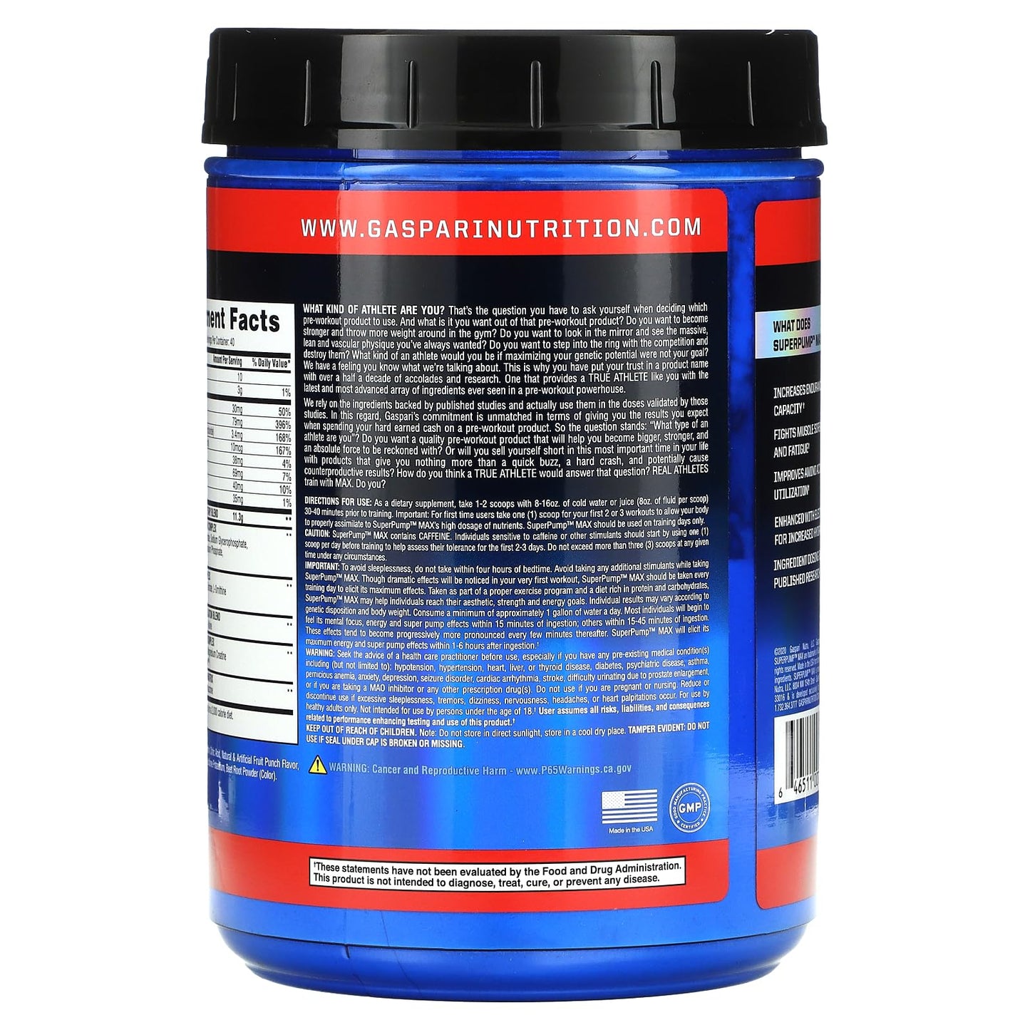 Gaspari Nutrition - SuperPump MAX - The Ultimate Pre Workout Powder, Sustained Energy