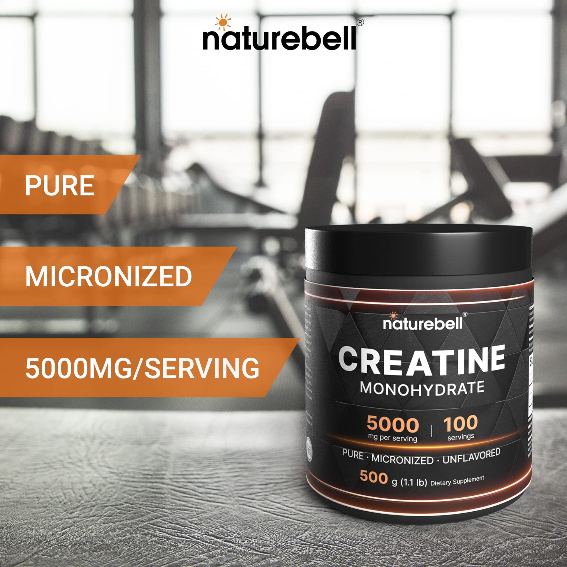 NatureBell 2 Pack Creatine Monohydrate Powder 500 Grams, 5000mg Per Serving NatureBell