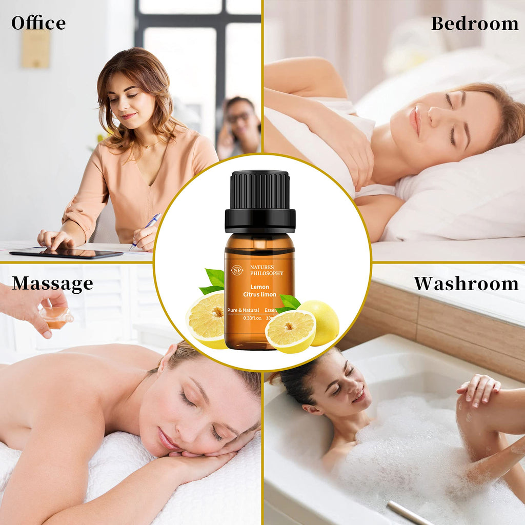 Lemon Essential Oil,100% Pure Organic Essential Oils for Aromatherapy, Diffuser, Massage, Soap Making