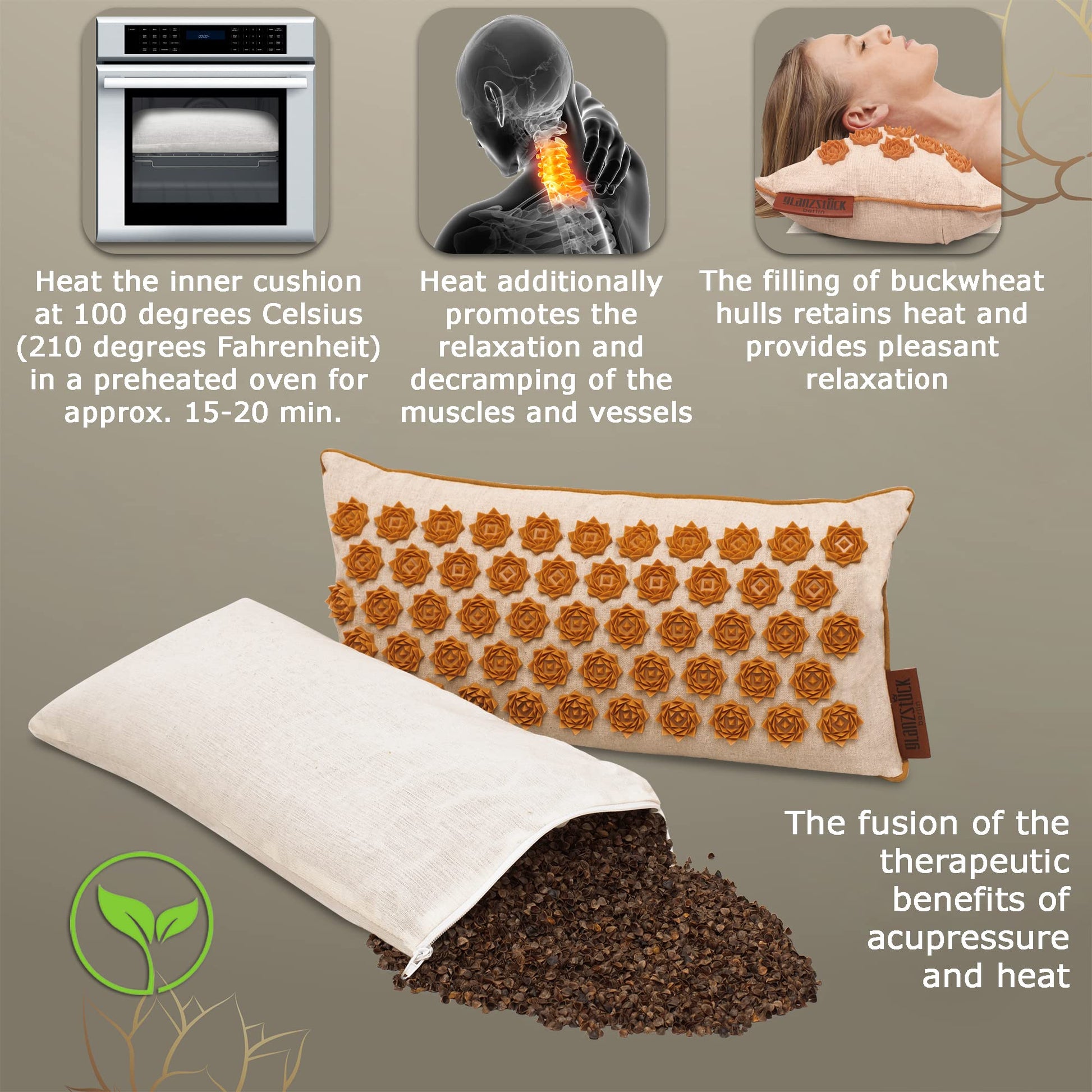 Glanzstück Berlin® Health Collection XXL Acupressure Mat Set for Full Body for Tension Headaches Glanzstück Berlin