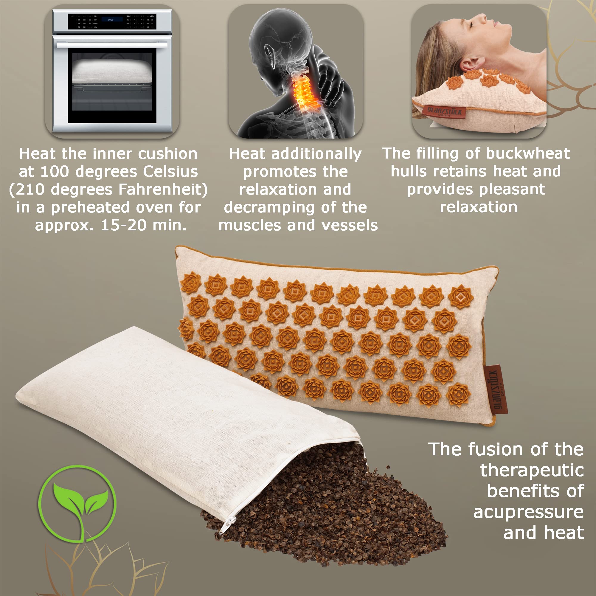 Glanzstück Berlin® Health Collection XXL Acupressure Mat Set for Full Body for Tension Headaches Glanzstück Berlin