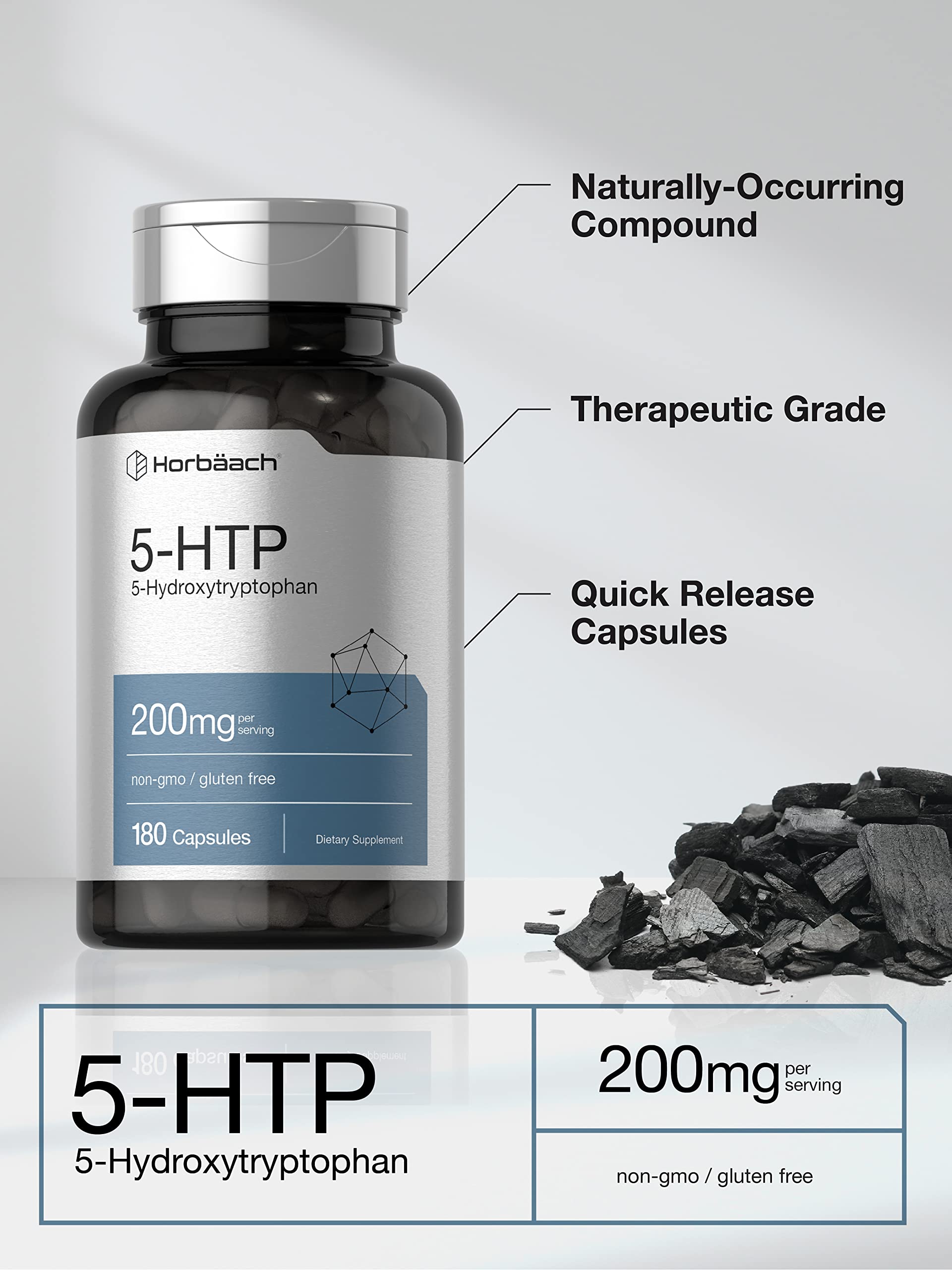 5HTP 200mg Capsules | 180 Capsules | Griffonia Simplicifolia | 5HTP Extra Strength Supple Horbäach