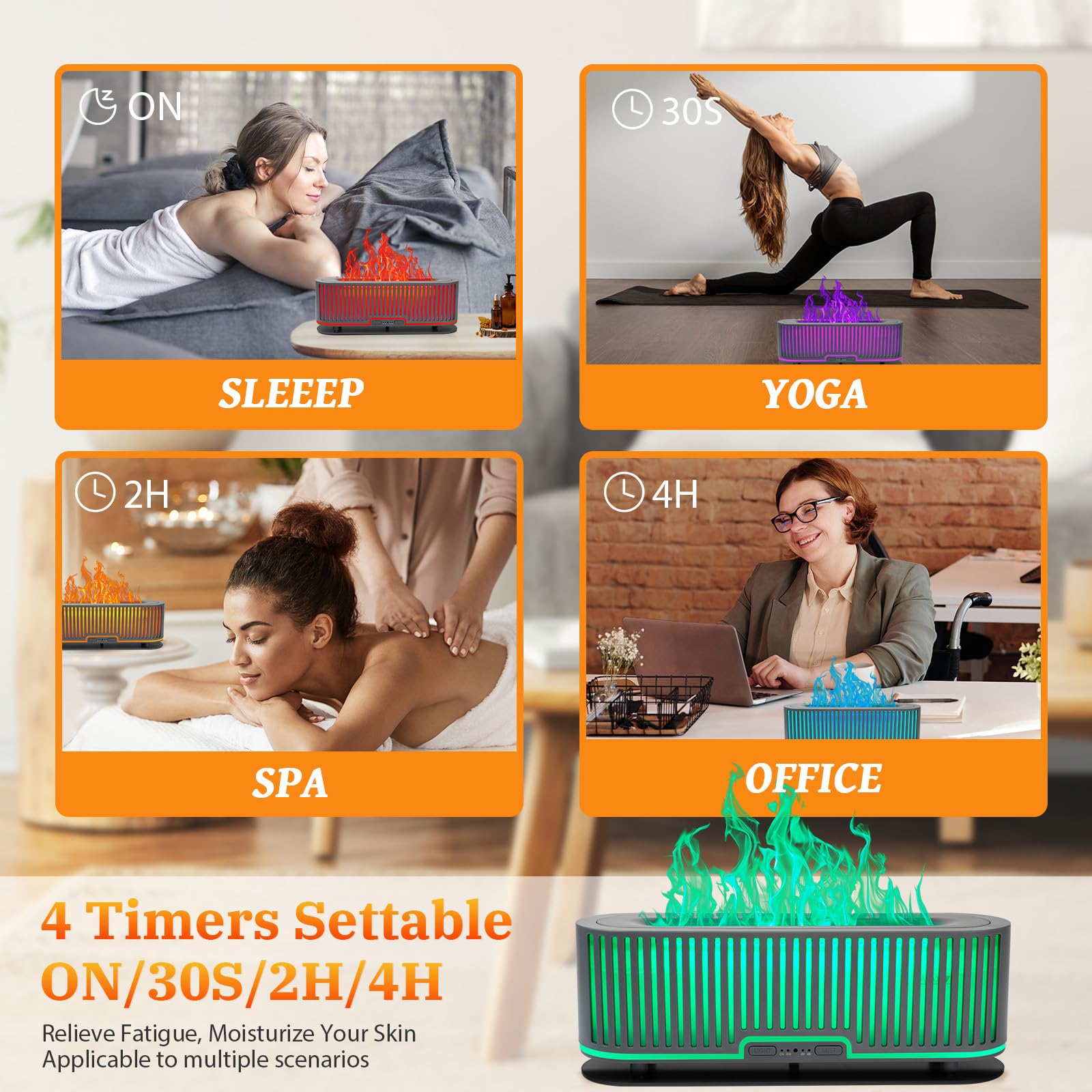 Comfynest Colorful Flame Fire Fireplace Diffuser with 6 Essential Oils Set, Ultrasonic 200ml Essential Oil Comfynest