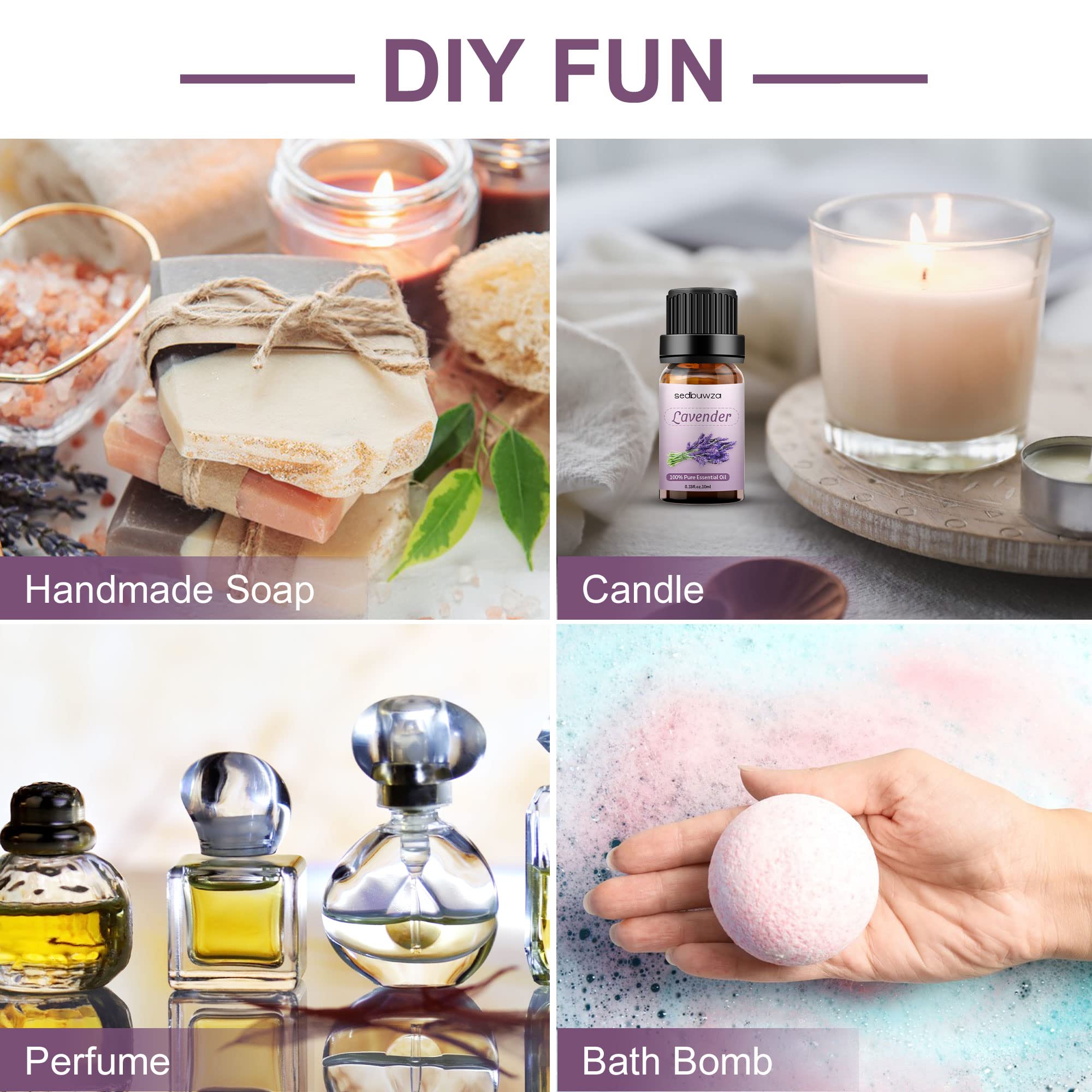 Sedbuwza Vanilla Oil Lavender Essential Oil Gift Set, 100% Pure Organic Fragrance Oil Set for Diffuser Sedbuwza