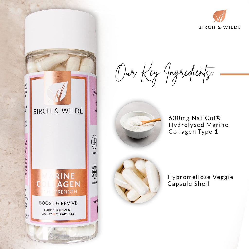 Marine Collagen Peptides Capsules - Hydrolyzed Collagen Supplements for Women & Men - High Strength Capsules Formula