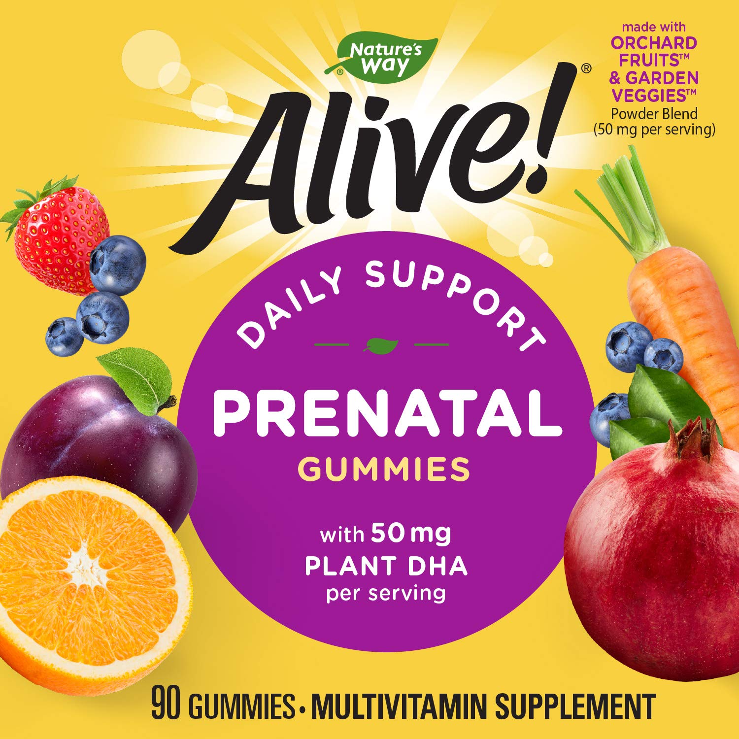Nature's Way Alive! Prenatal Gummies with DHA, Supports Baby's Eye and Brain Development Nature's Way