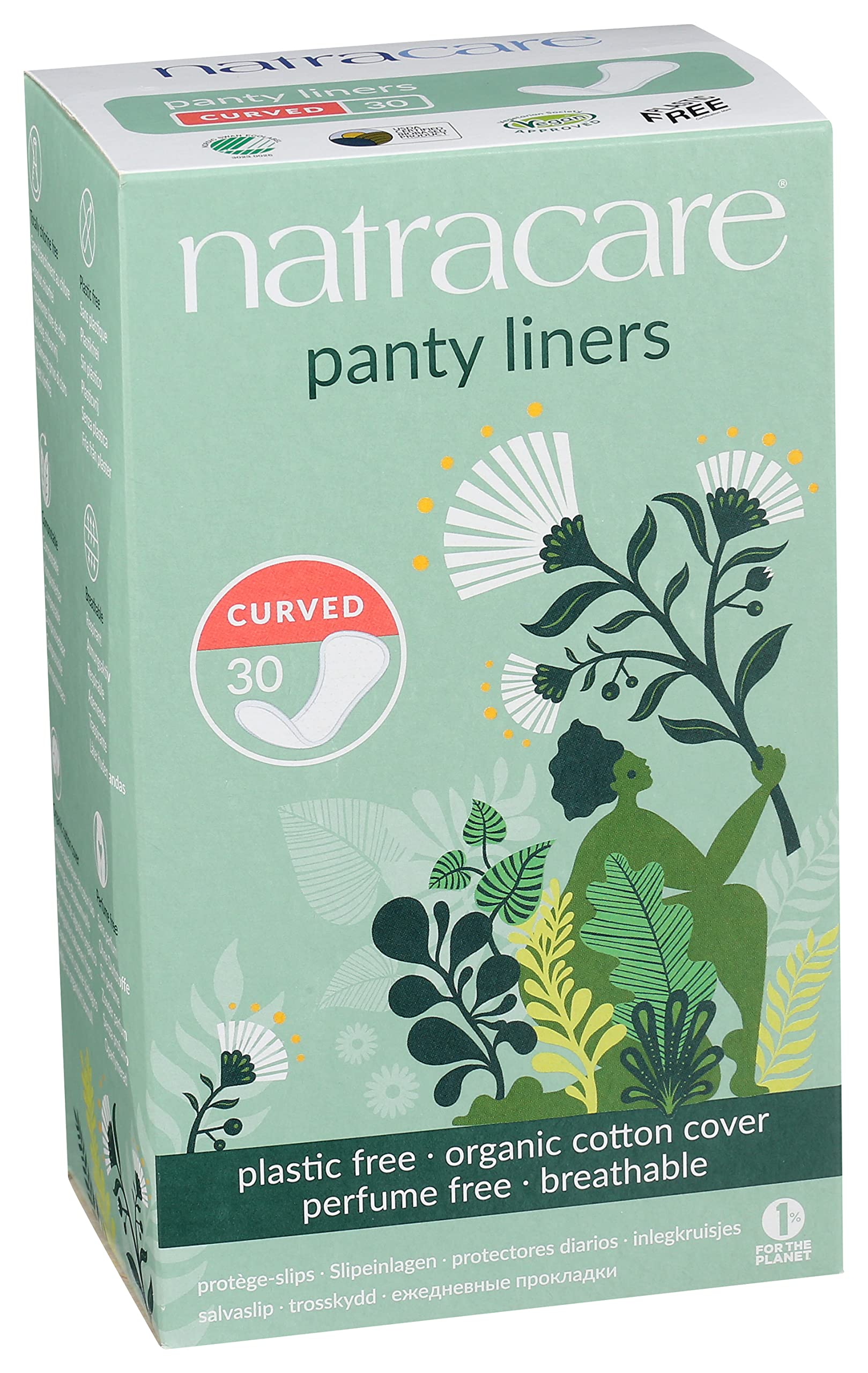 Natracare Natural Organic Curved Panty Liners, with Certified Organic Cotton, Ecologically Certified NATRACARE