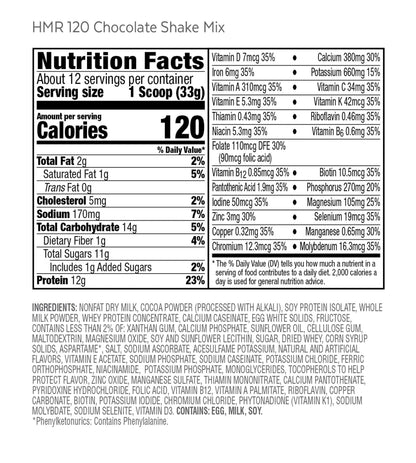 HMR 120 "Classic" Shake Meal Replacement Powder | Chocolate Shake Mix to Support Healthy