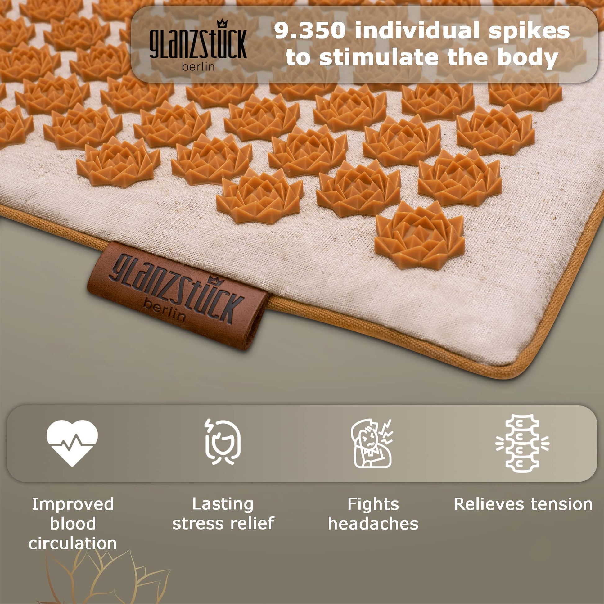 Glanzstück Berlin® Health Collection XXL Acupressure Mat Set for Full Body for Tension Headaches Glanzstück Berlin